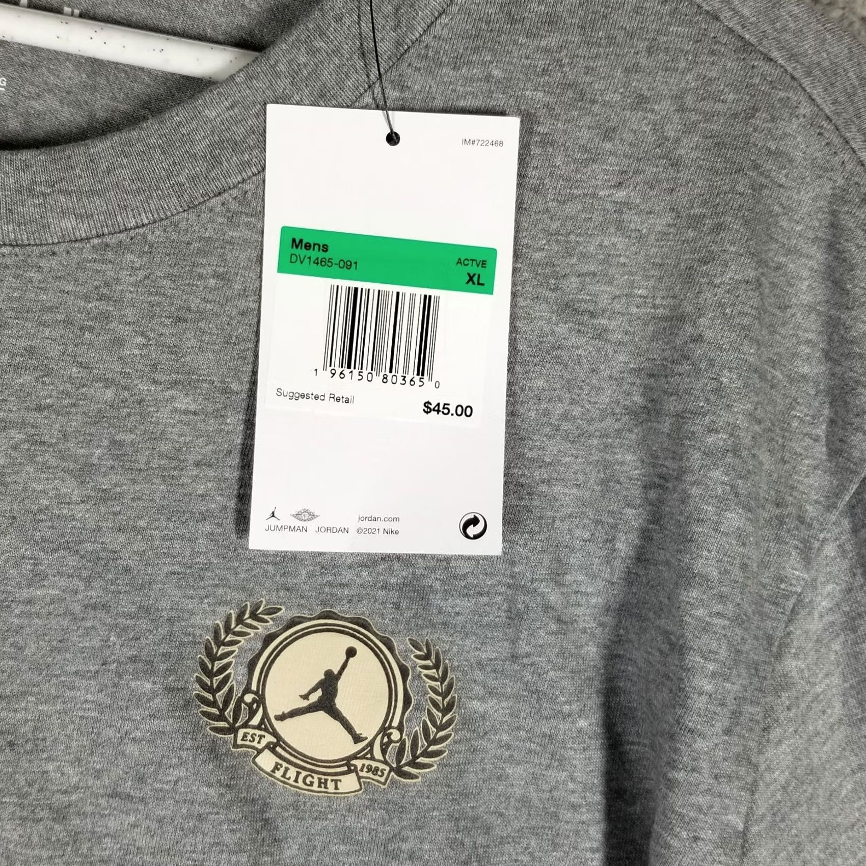 Nike Nike MJ Long Sleeve Crew Shirt Men XL Gray Logo 85 Jumpman 100% Cotton Standard Fit DV1465-091 Size US XL / EU 56 / 4 - 4 Thumbnail