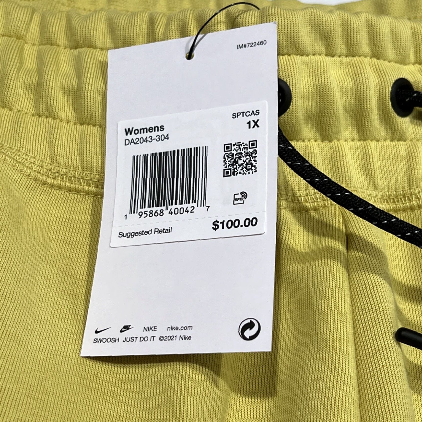 Nike VINTAGE Nike Sportswear Plus Tech Fleece Pants Womens 1X DA2043-304 High Rise Greenish Yellowish Jogger Nike Womens Pants Size 40" / US 18 - 5 Thumbnail