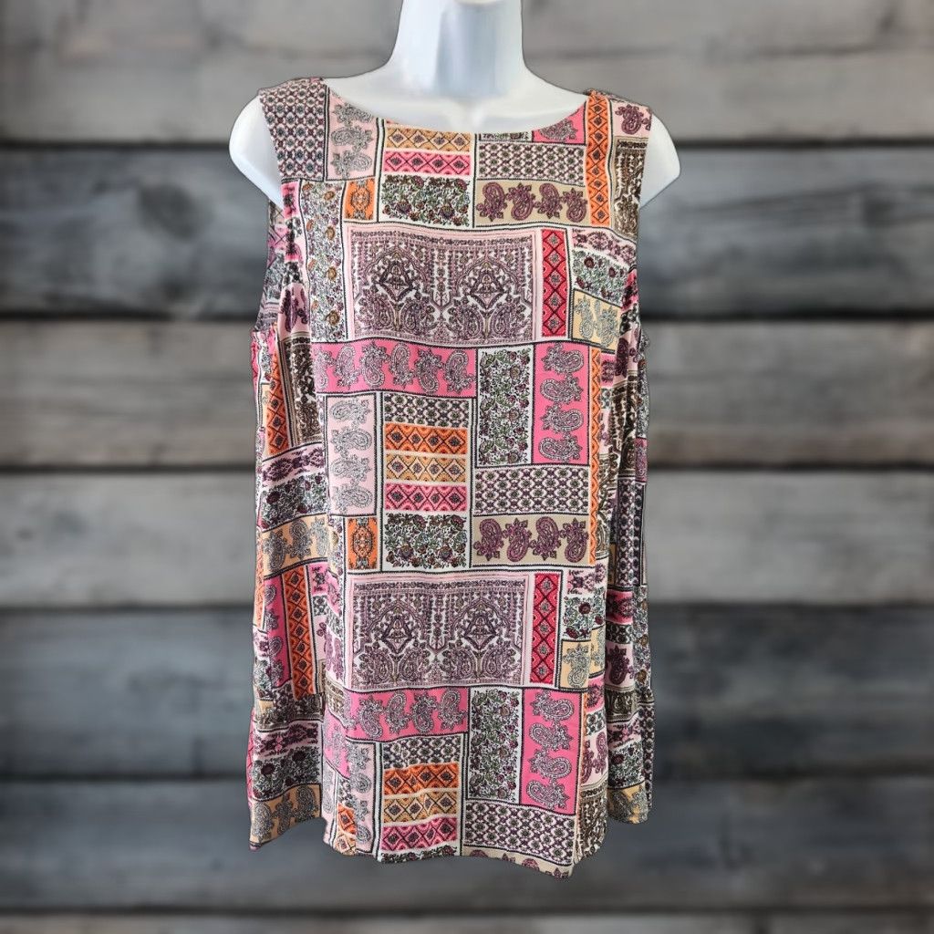 J. Jill J. Jill Womens Blouse Shirt Sleeveless Floral Rayon Pink Orange Paisley Medium M Shirt Womens blush pink floral rayon top Size M / US 6-8 / IT 42-44 - 1 Thumbnail
