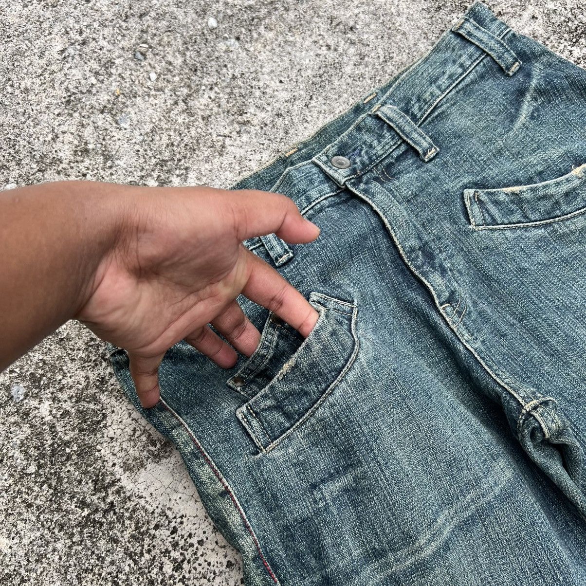 Japanese Brand “RARE” VINTAGE FADED BLUE JEANS WITH RARE ANGLED POCKETS Size US 33 - 11 Thumbnail