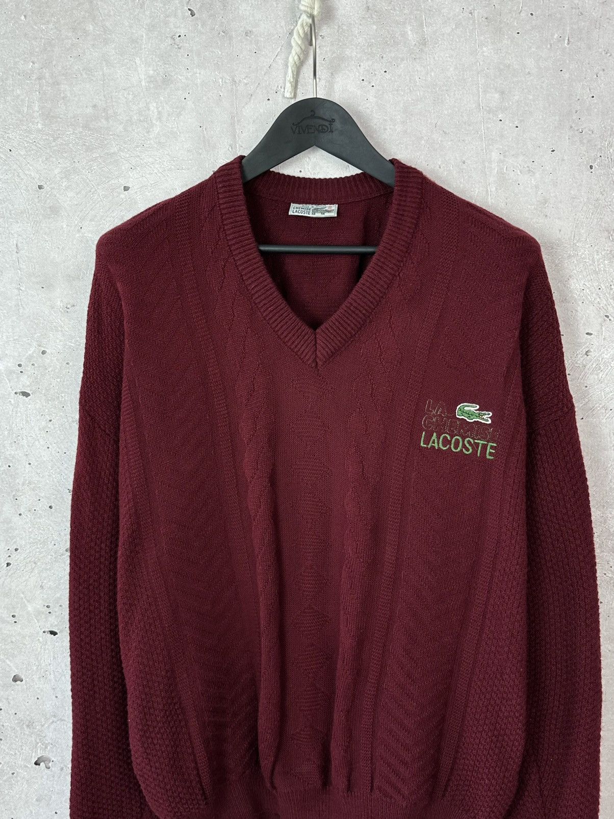 Lacoste Lacoste Chemise Made in France Knit Burgundy V-neck Sweater Size US L / EU 52-54 / 3 - 2 Thumbnail