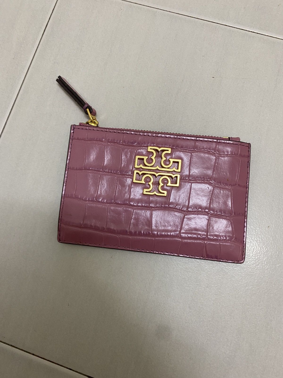 Tory Burch Tory Burch Britten Croc Zip Card Case Size ONE SIZE - 1 Thumbnail