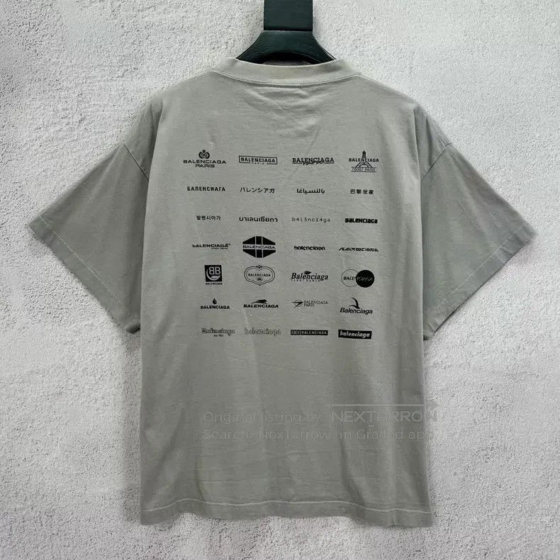 Balenciaga Balenciaga Double-sided Multi-Logo Printed Washed Grey Sho Size US S / EU 44-46 / 1 - 2 Thumbnail