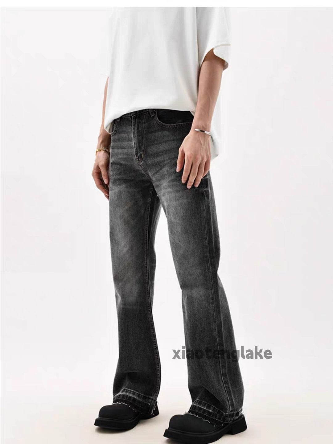 Designer × Jean × Vintage Unisex washed faded punk grunge bootcut flared jeans Size US 28 / EU 44 - 1 Thumbnail