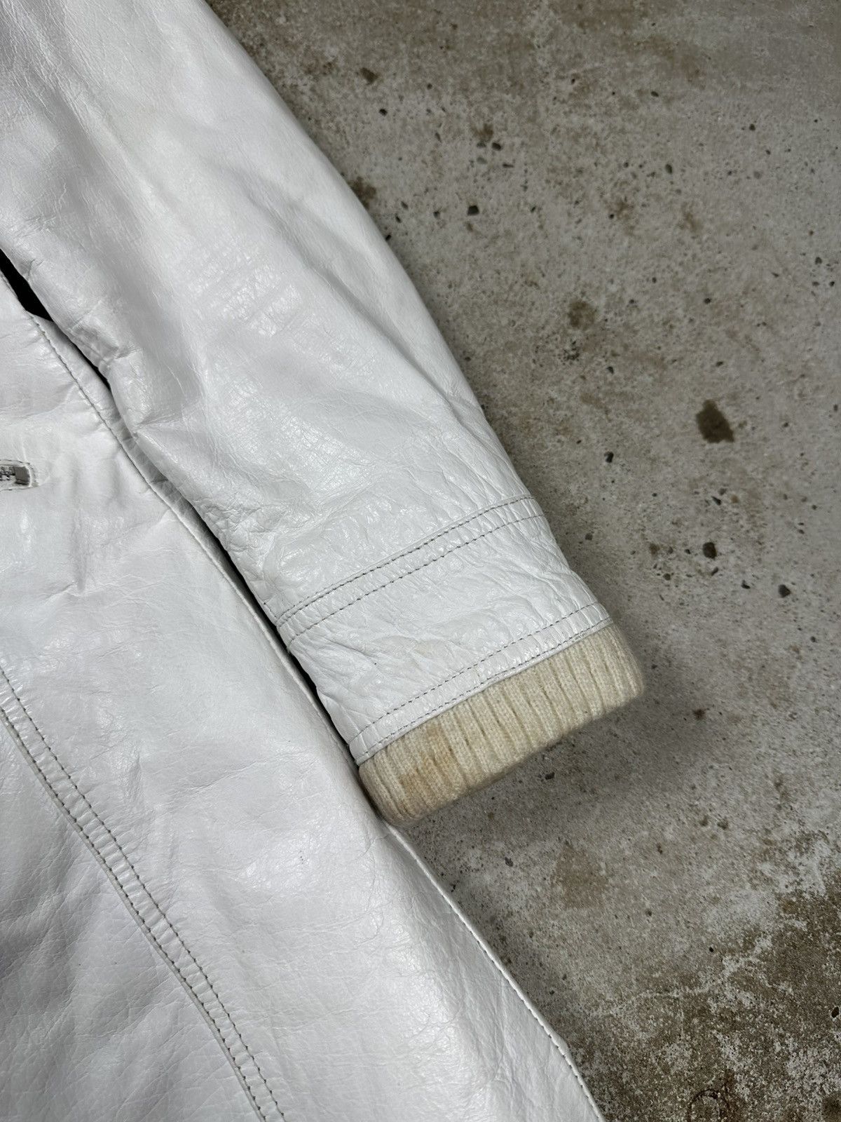 Japanese Brand Vintage Y2K Real Leather White Utility Coat Jacket Size M / US 6-8 / IT 42-44 - 7 Thumbnail