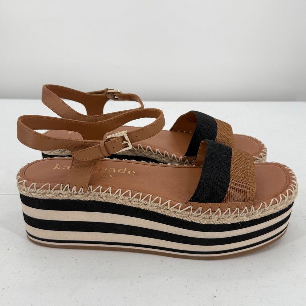 NEW Kate Spade New York Picnic Brown/Black Platform Sandals