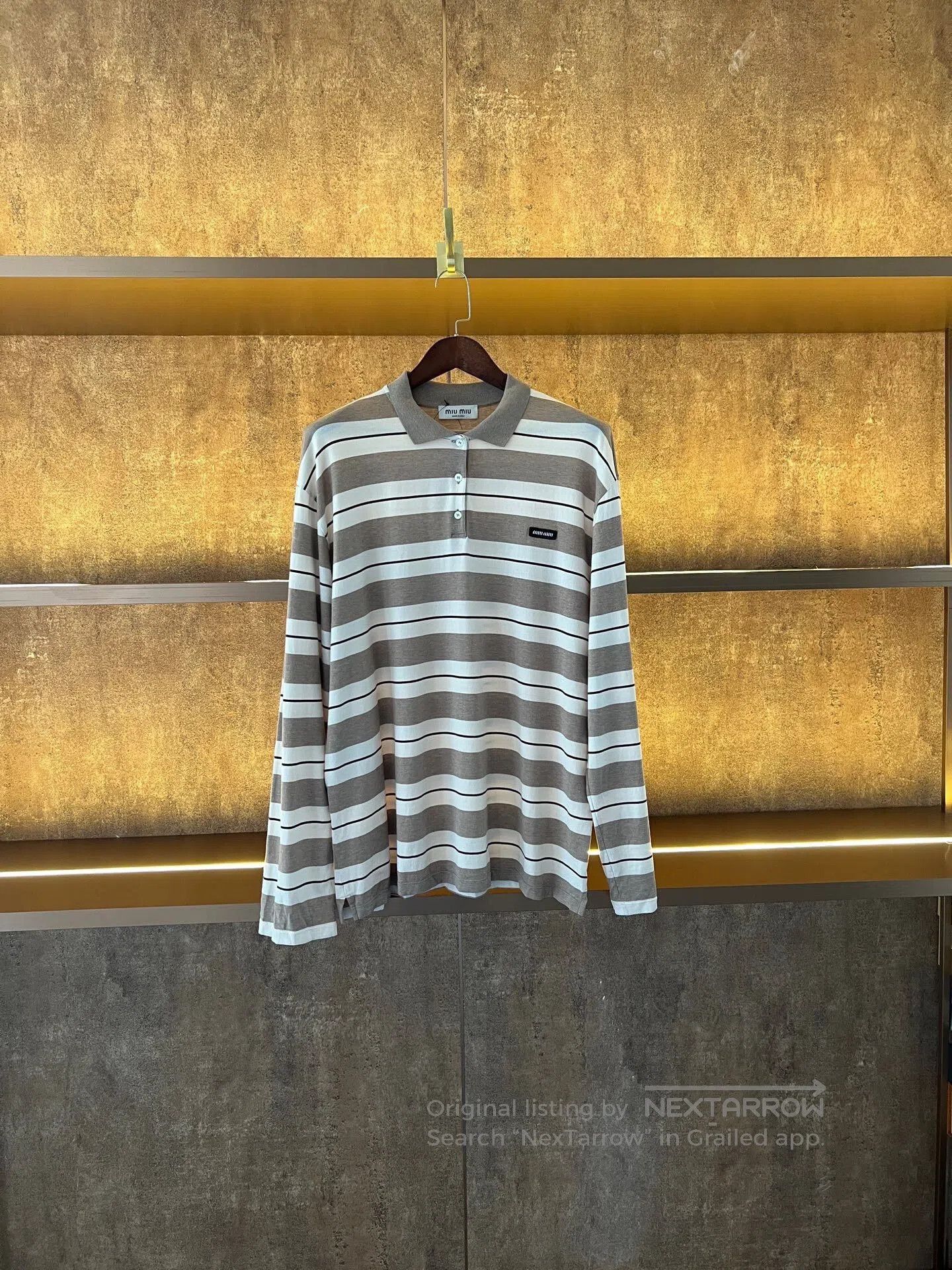 Miu Miu Miumiu Gray White Striped Long. Size L / US 10 / IT 46 - 1 Thumbnail