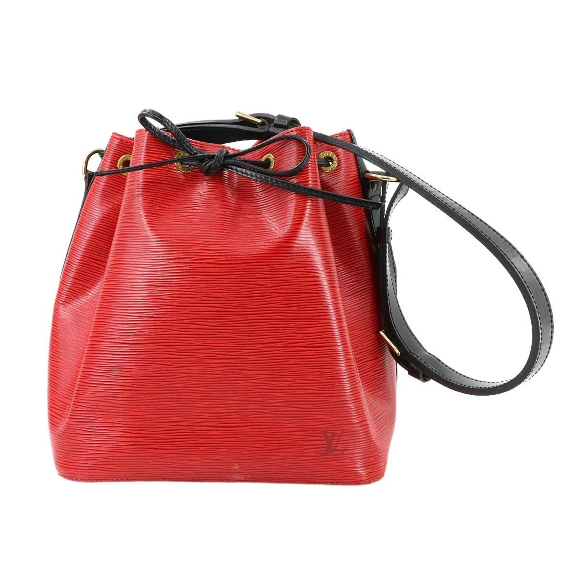 Louis Vuitton Epi Petit Noe Shoulder Bag Leather Castilian Red Noir M44172, Women's