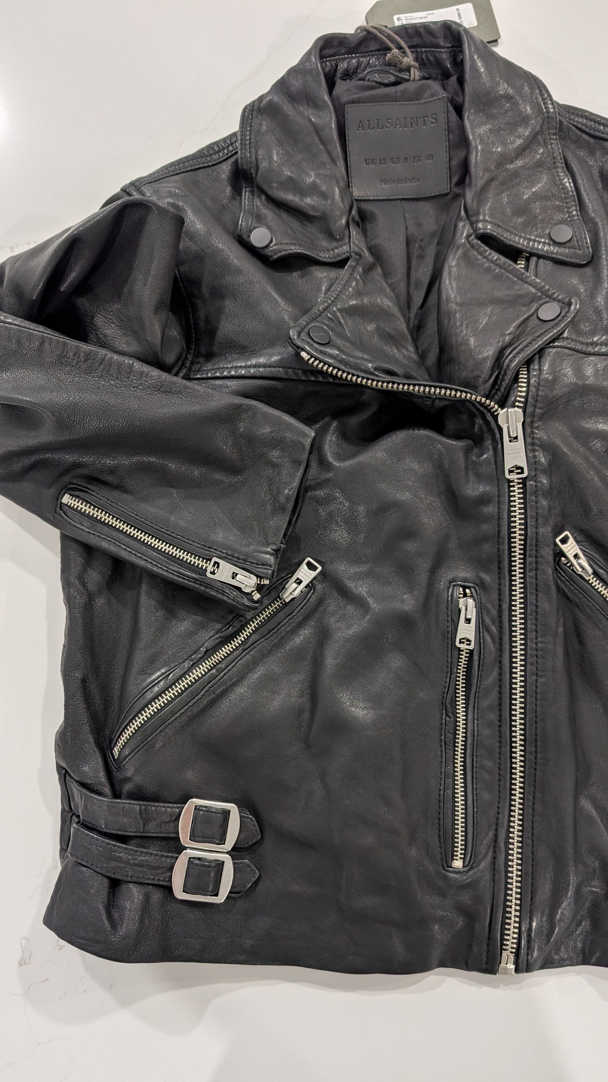 Allsaints ALLSAINTS Prescott Leather Biker Jacket. Size. 8 Size M / US 6-8 / IT 42-44 - 5 Thumbnail