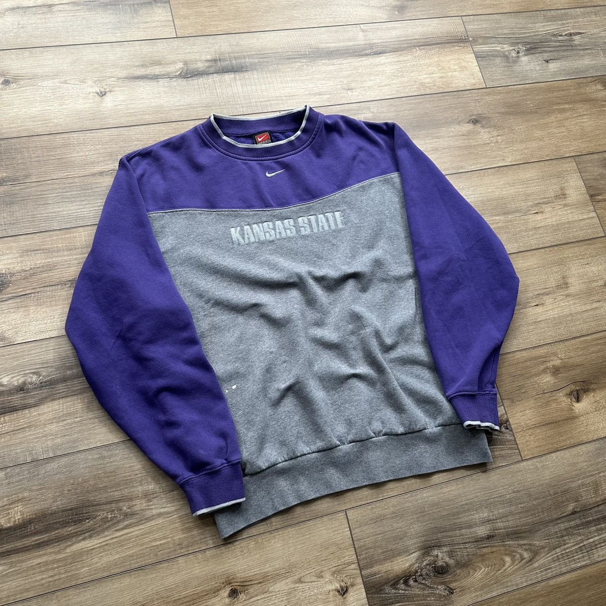 Nike Vintage 90s Nike Team Kansas State Center Swoosh Crewneck Size US M / EU 48-50 / 2 - 2 Thumbnail