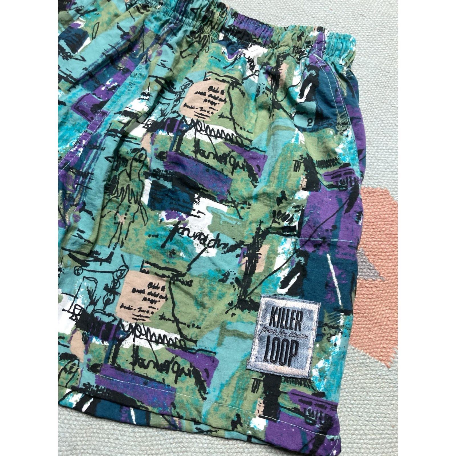 Vintage VINTAGE Killer Loop Abstract Art All Over Print Swim Shorts Trunks Men’s Large Size US 33 - 2 Thumbnail