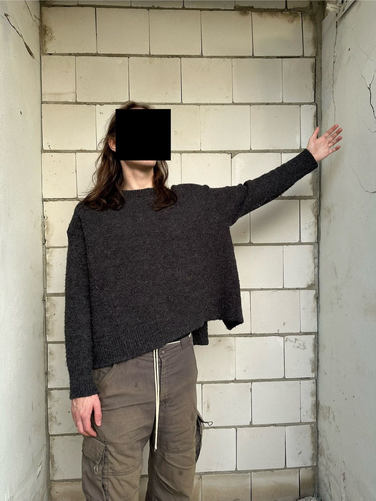 Vintage Oversized wool sweater boxy fit avant garde Size L / US 10 / IT 46 - 3 Thumbnail