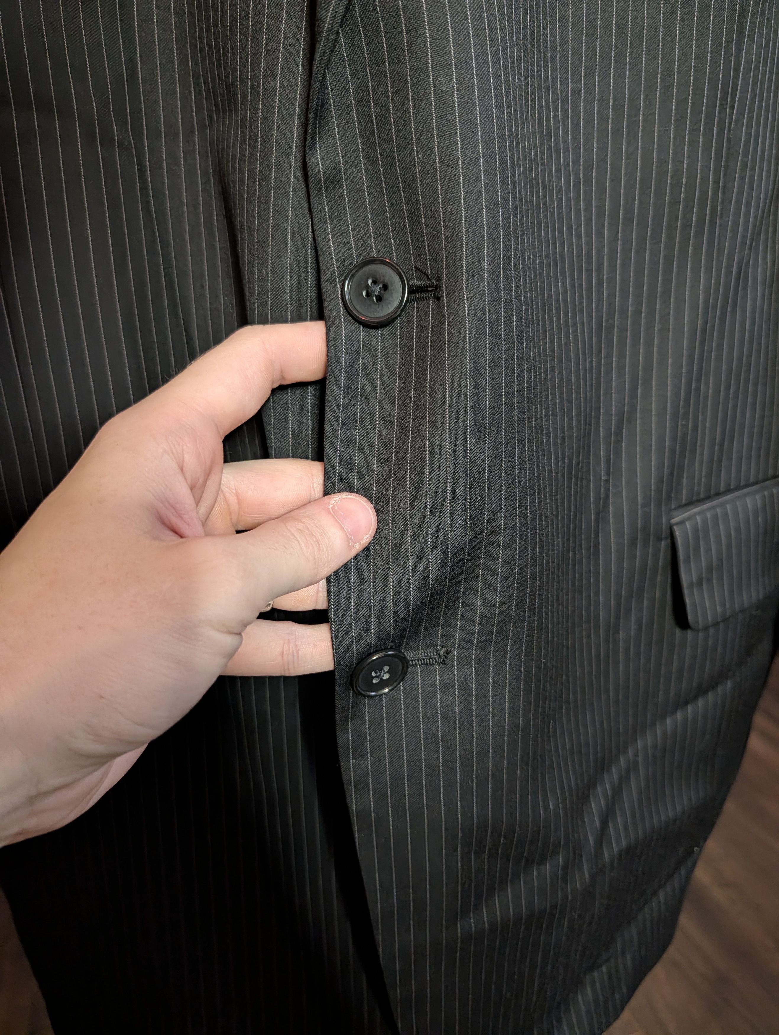Loro Piana Super 120s Wool Black Pinstriped Joseph Abboud Jacket Size 46R - 4 Thumbnail