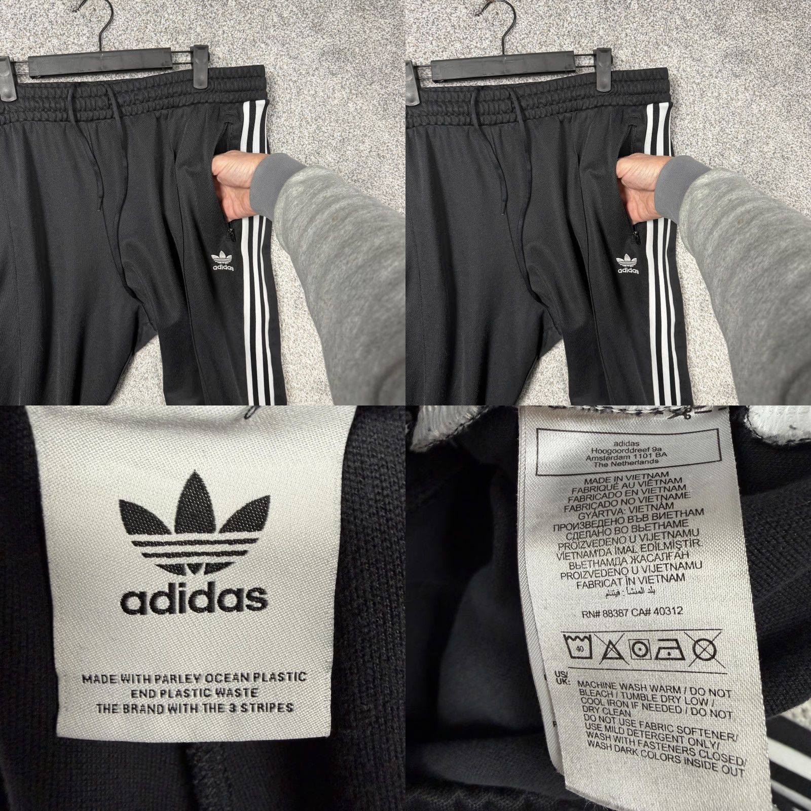 Adidas Adidas Originals Track Pants Mens Black 3-Stripes Trek Knit Parley Waist 38 Inseam 27.5in H09115 Size US 38 / EU 54 - 8 Thumbnail