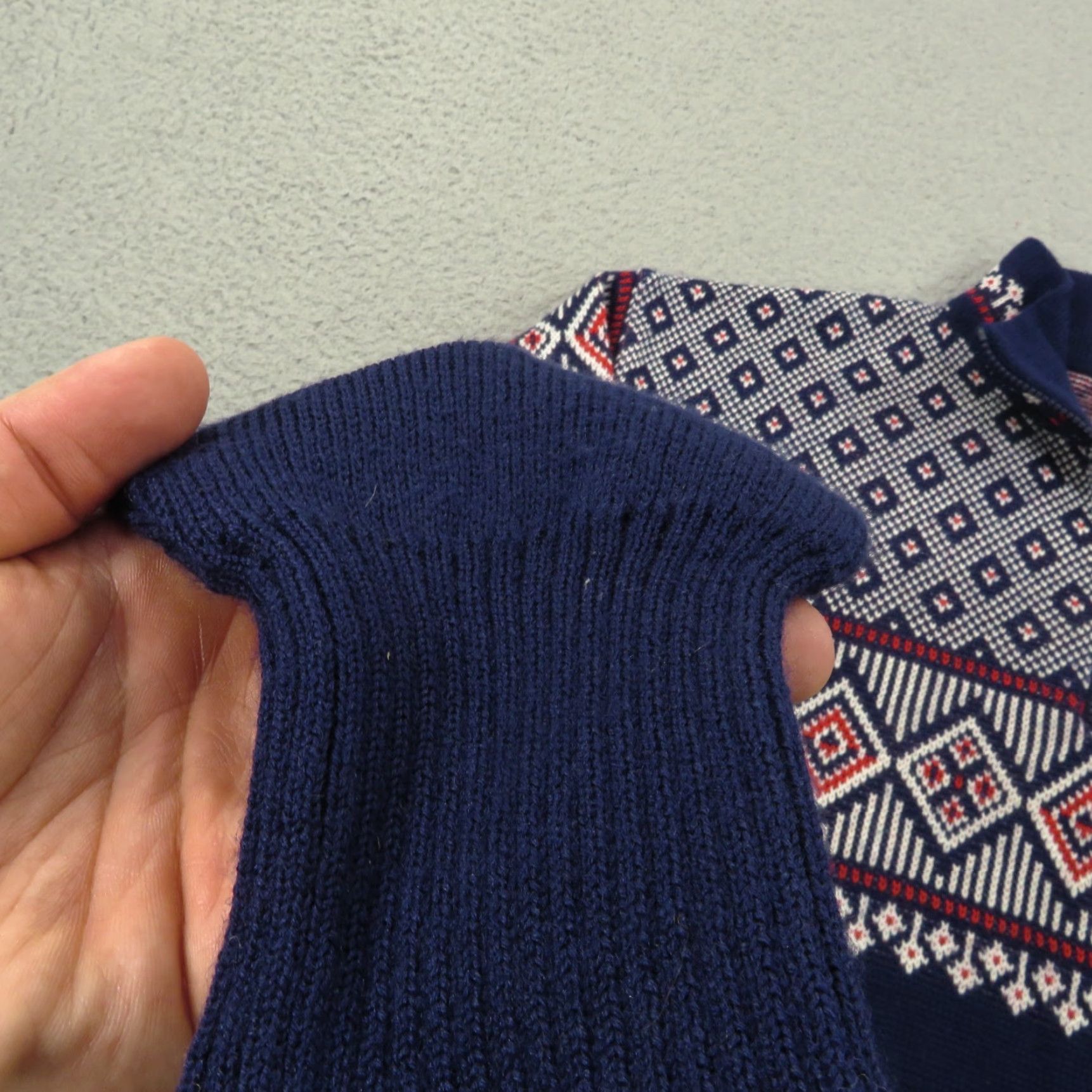 Vintage VINTAGE Meister Sweater Mens Medium 1/4 Zip Fair Isle Wool Birdseye Knit Blue 90s Mock Neck Pullover Size US M / EU 48-50 / 2 - 2 Thumbnail