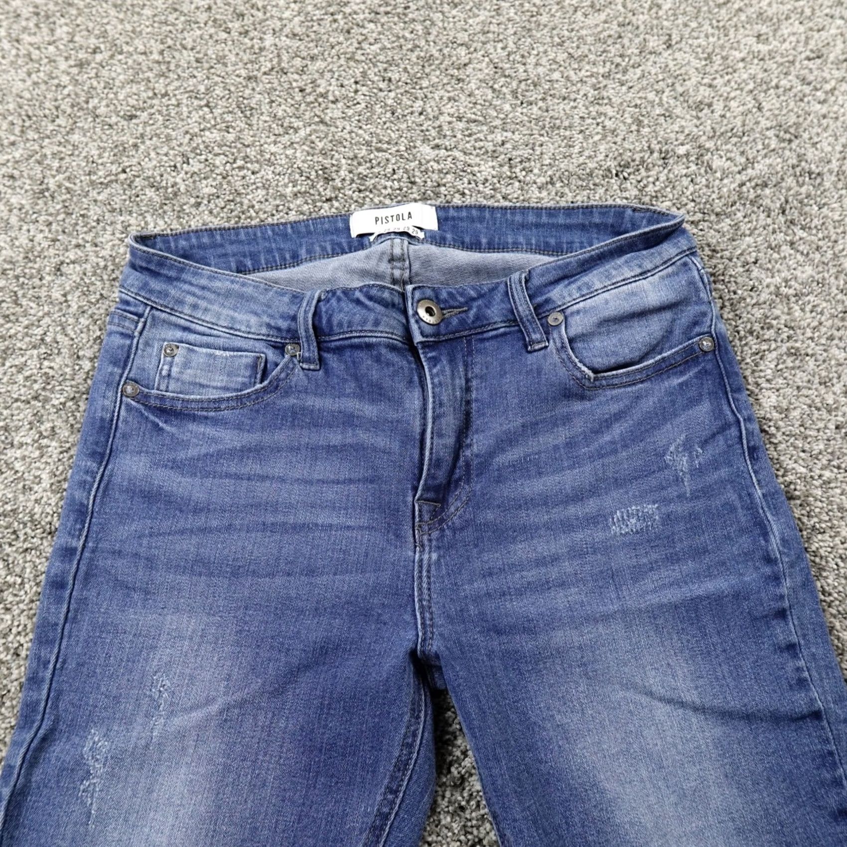 Pistola Pistola Jeans Womens 29 Dark Blue Denim Pants Skinny Faded Stretch Anthropologie jeans Women Regular 5-Pocket Blue Denim Slim Fit 26in Inseam Size 29" - 6 Thumbnail