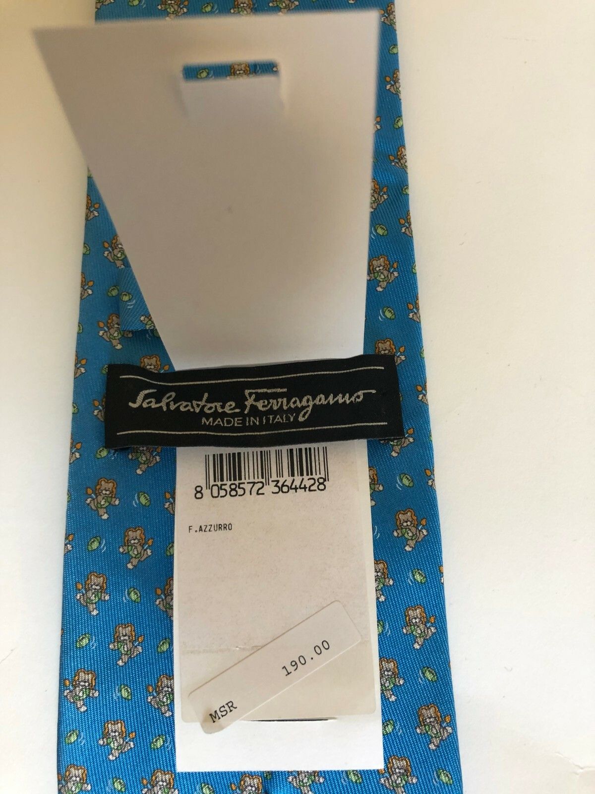 Salvatore Ferragamo Salvatore Ferragamo Sky Blue Teddy Bear Silk Tie Italy Size ONE SIZE - 7 Thumbnail