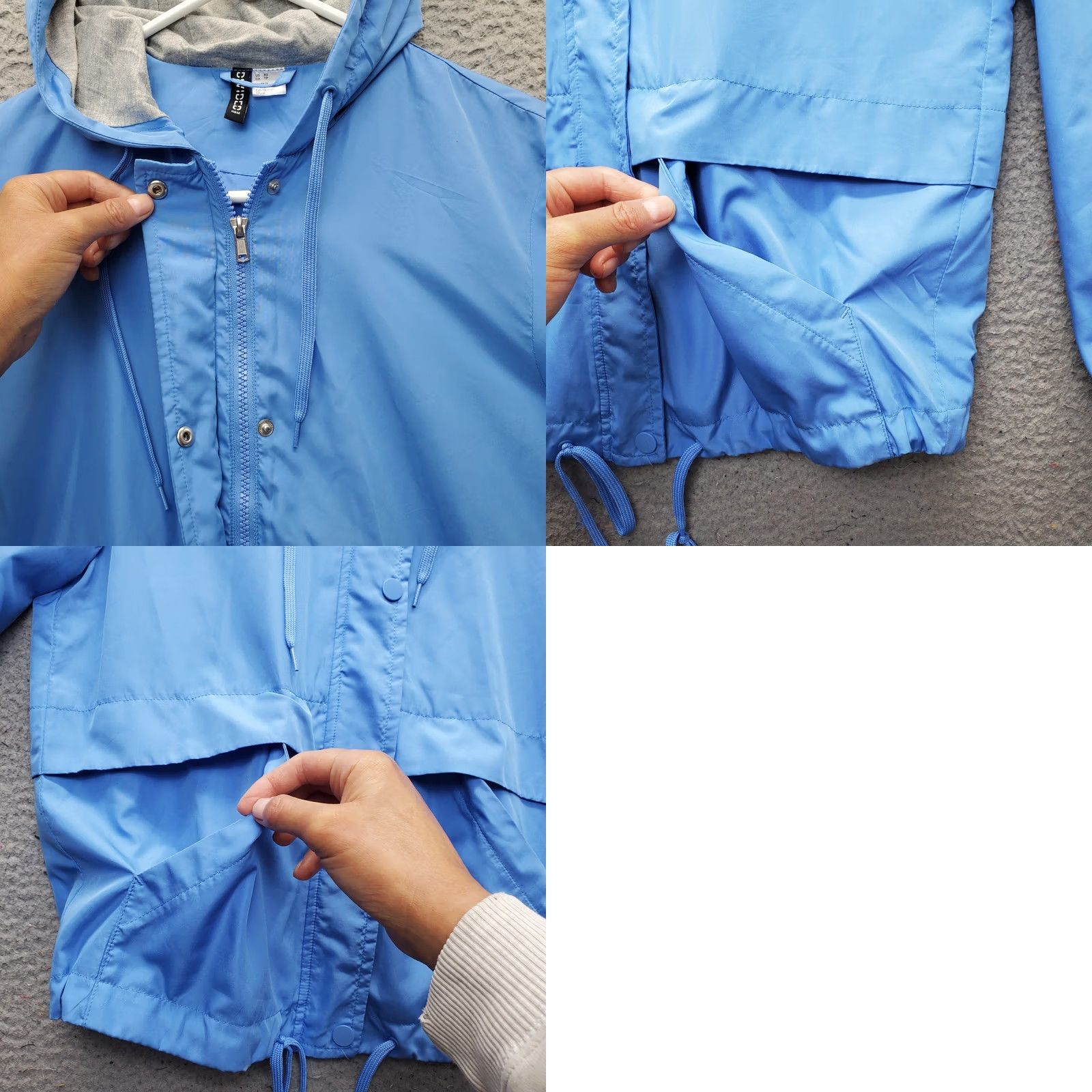 H&M H&M Divided Rain Jacket Women XS Blue Hooded Full Zip Size XS / US 0-2 / IT 36-38 - 8 Thumbnail