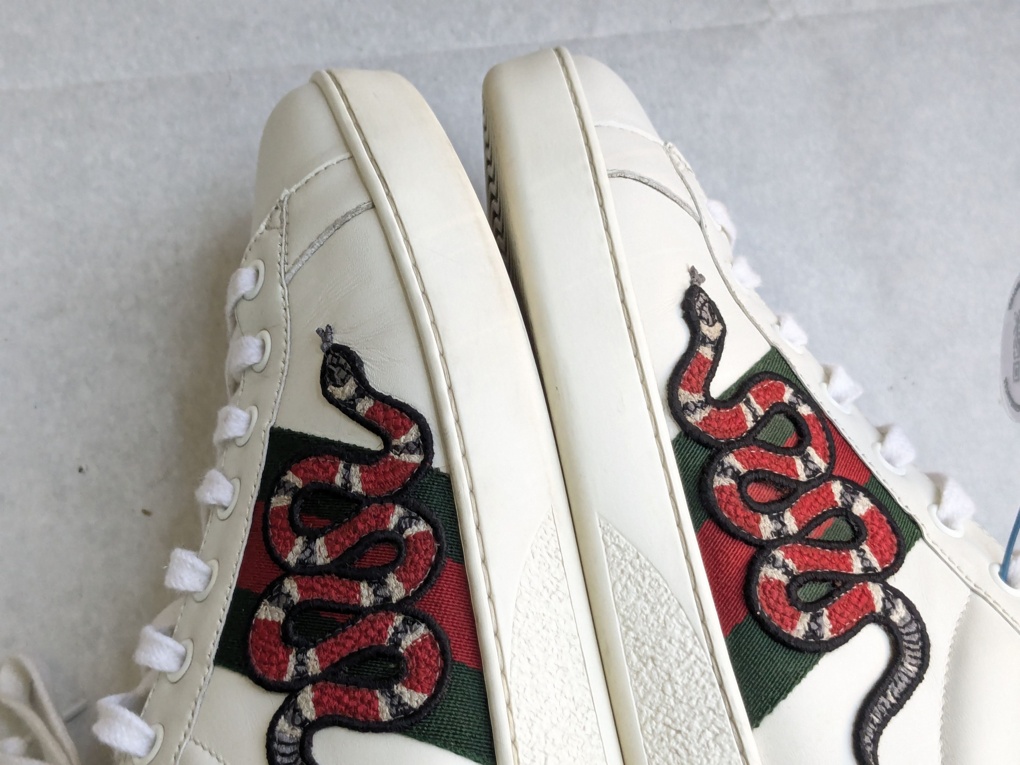 Gucci Gucci Ace Sneakers Snake 10 White Low Tops Leather Size US 10 / EU 43 - 10 Thumbnail