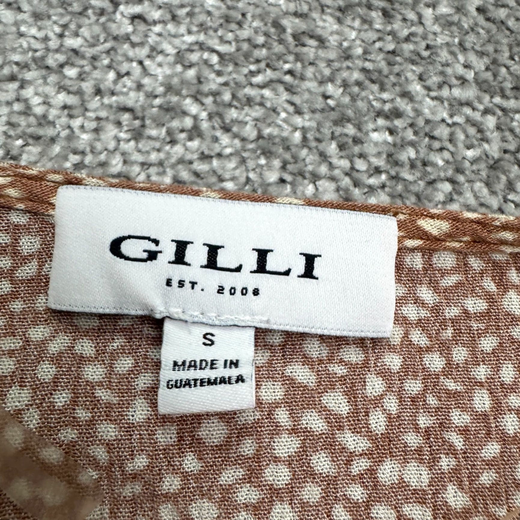 Vintage Gilli Brown Polka Dot Flutter Sleeve Mini Dress Womens Small V-Neck Rayon Sundress, Short Sleeve, Bohemian, Casual Size S / US 4 / IT 40 - 5 Thumbnail