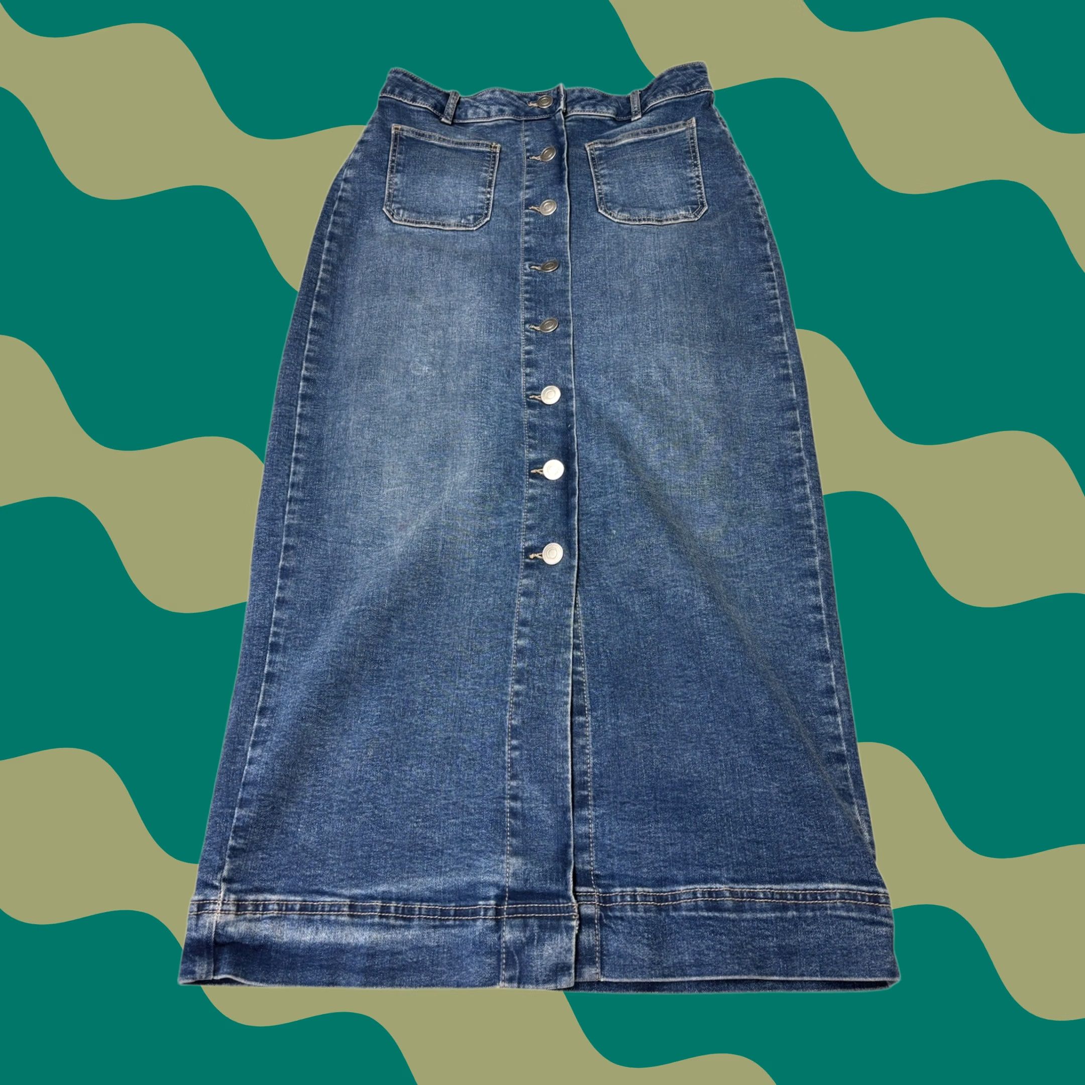 Vintage Bagatelle Collection Denim Skirt Womens 31W L35 Blue Blend Button Front Maxi Size 32" / US 10 / IT 46 - 1 Thumbnail
