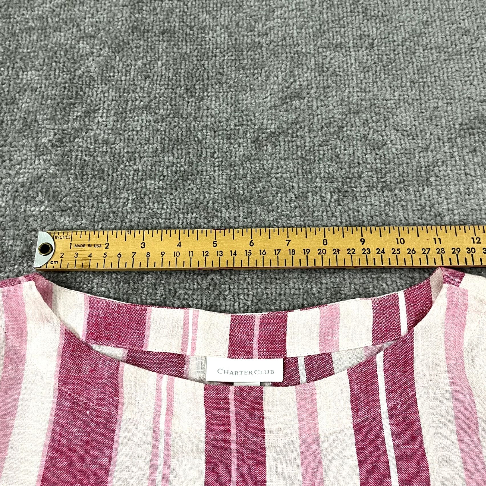 Charter Club CHARTER CLUB Shirt Womens Small Pink White Striped 100% Linen Blouse Top Ruffle Size S / US 4 / IT 40 - 7 Thumbnail