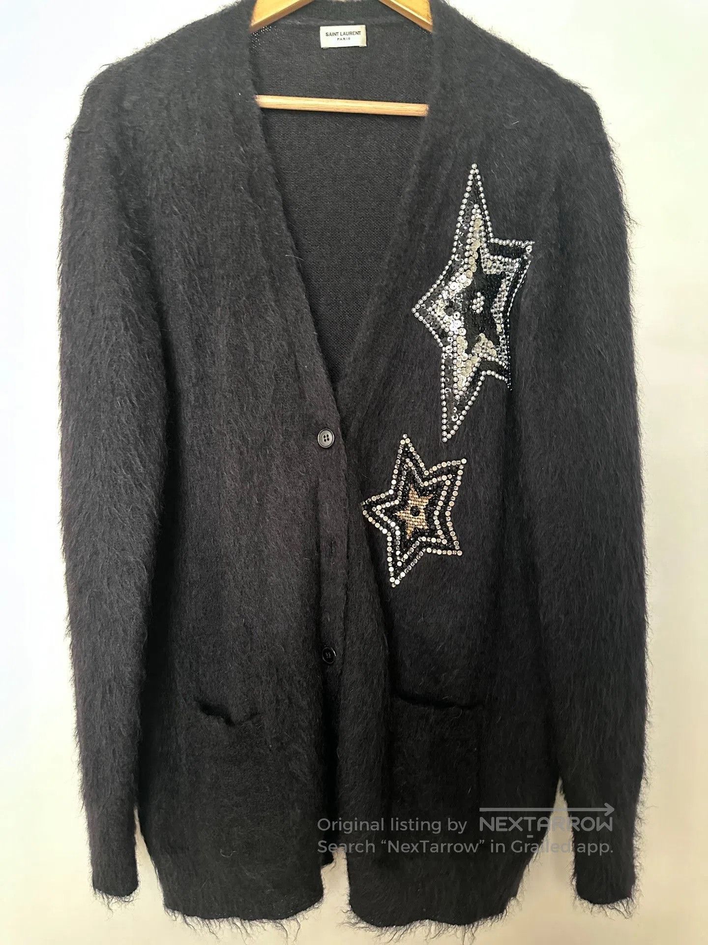 Saint Laurent Paris Saint Laurent Black Sequin Star Cardigan. Size M / US 6-8 / IT 42-44 - 3 Thumbnail