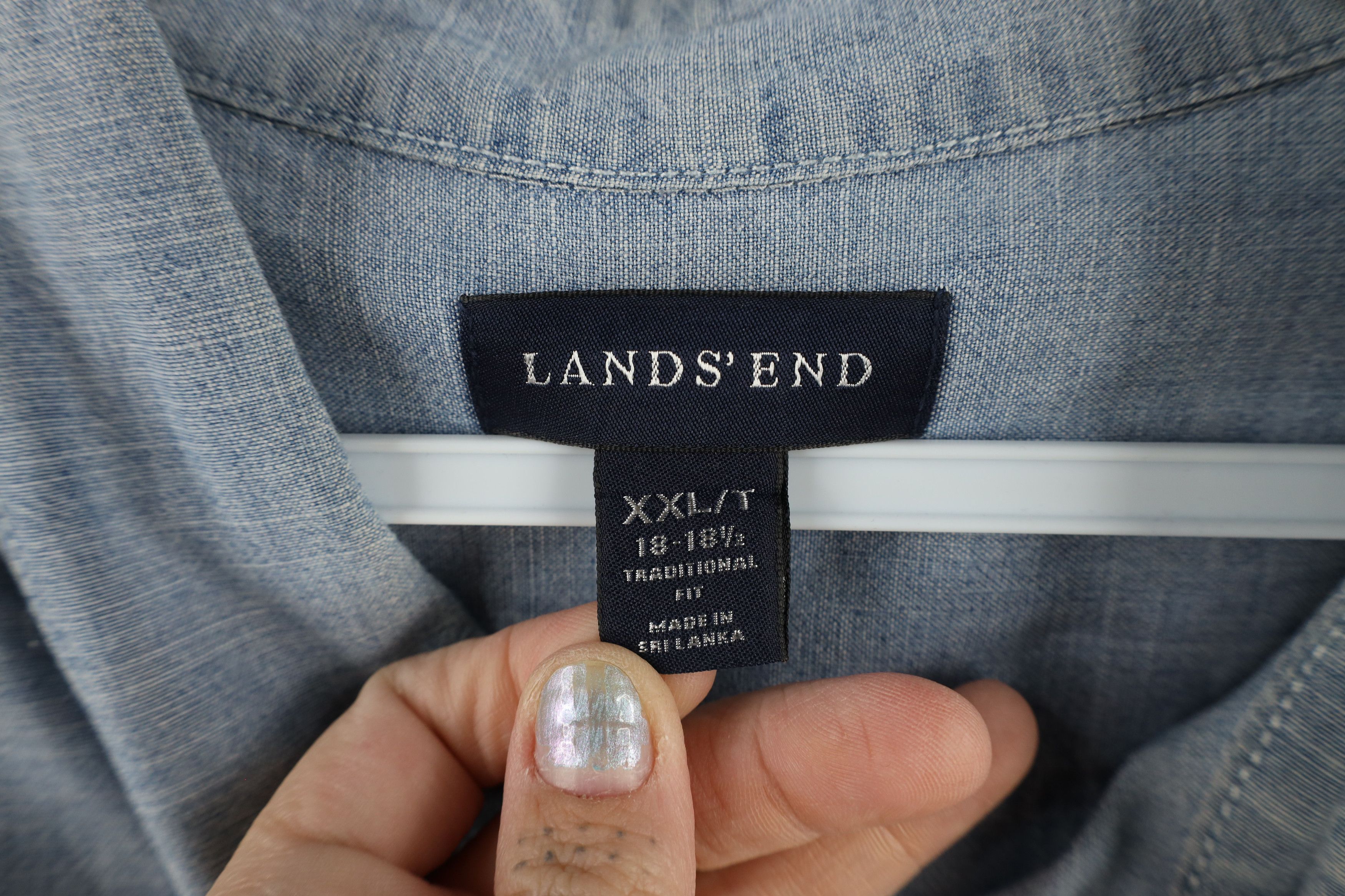 Lands' End × Vintage Vintage 90s Lands End Collared Button Down Shirt Blue Size US XXL / EU 58 / 5 - 5 Thumbnail