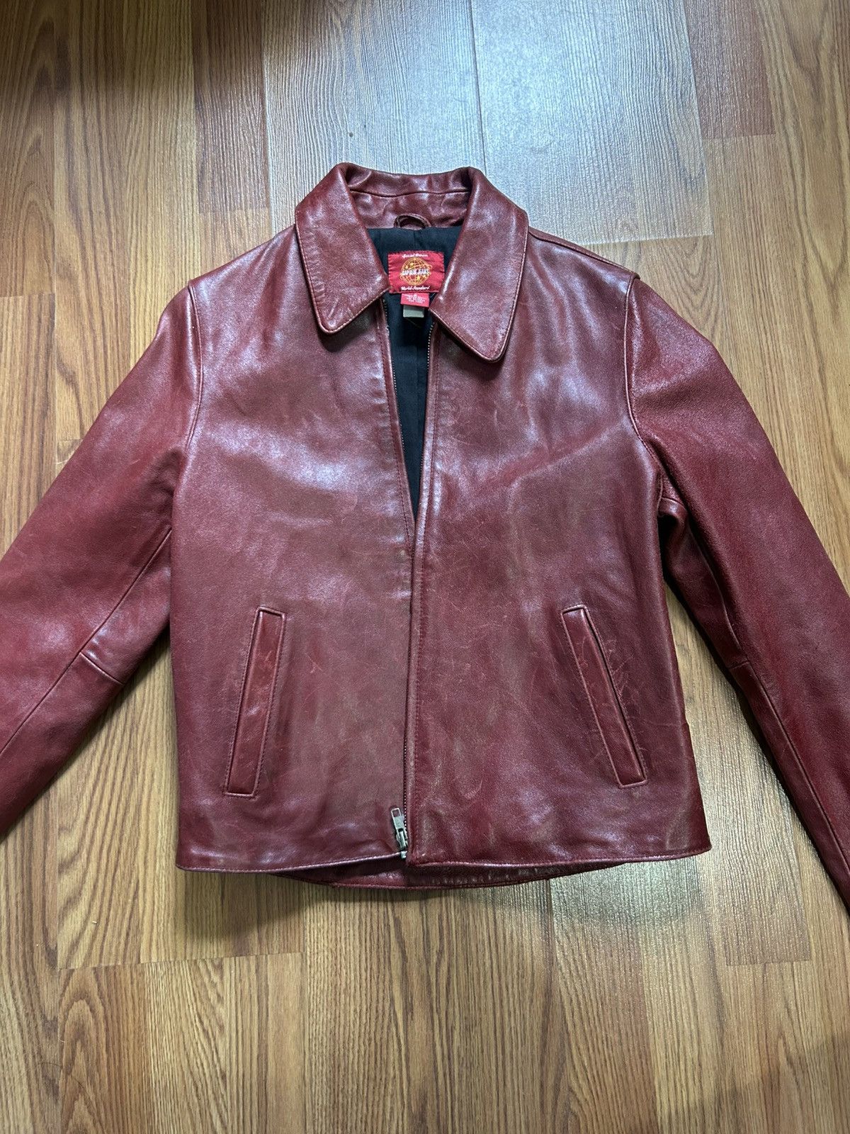 Gap Vintage Gap Blue Jeans Red Leather Jacket Size US S / EU 44-46 / 1 - 2 Thumbnail