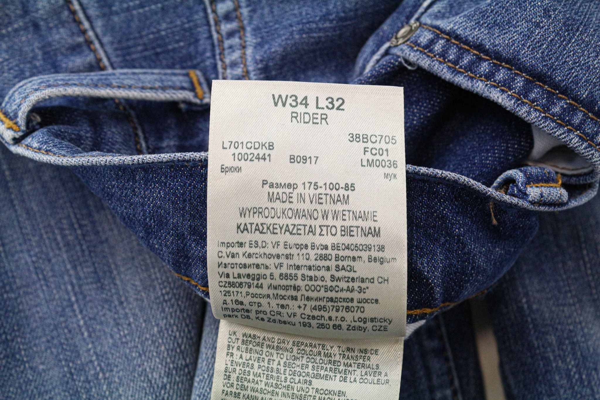 Lee RIDER W34/L32 Mid Blue Slim Stretch Jeans 75262 Size US 34 / EU 50 - 6 Thumbnail