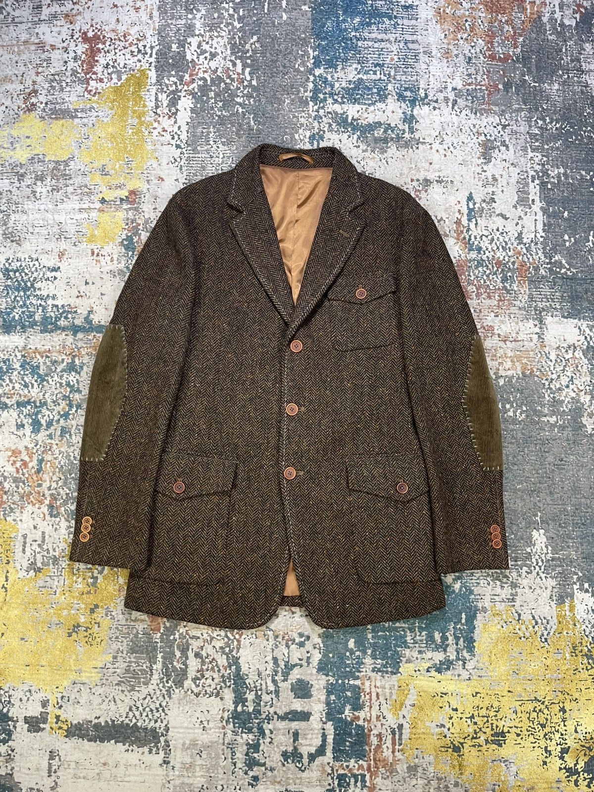 Japanese Brand Abx Herringbone Tweed Elbow Patch Sport Coat Size US S / EU 44-46 / 1 - 1 Thumbnail