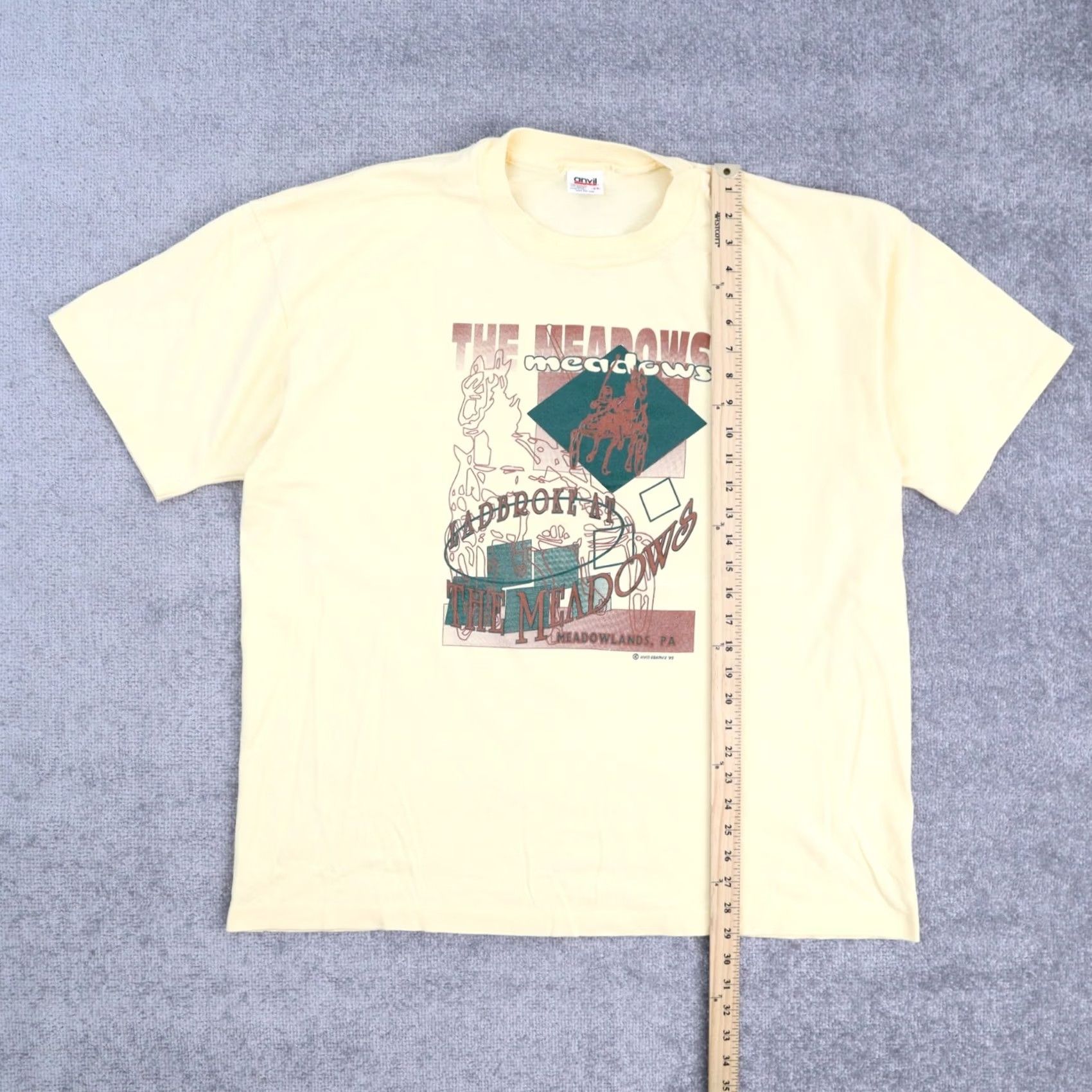 Vintage VINTAGE Meadowlands PA Horse Riding T-Shirt 2XL Solid Yellow Short Sleeve Mens Size US XXL / EU 58 / 5 - 2 Thumbnail