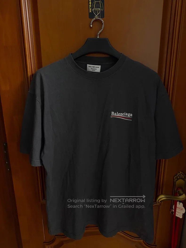 Balenciaga Balenciaga Smoke Gray Coke Embroidery Short Sleeve T-Shirt Size US L / EU 52-54 / 3 - 1 Thumbnail