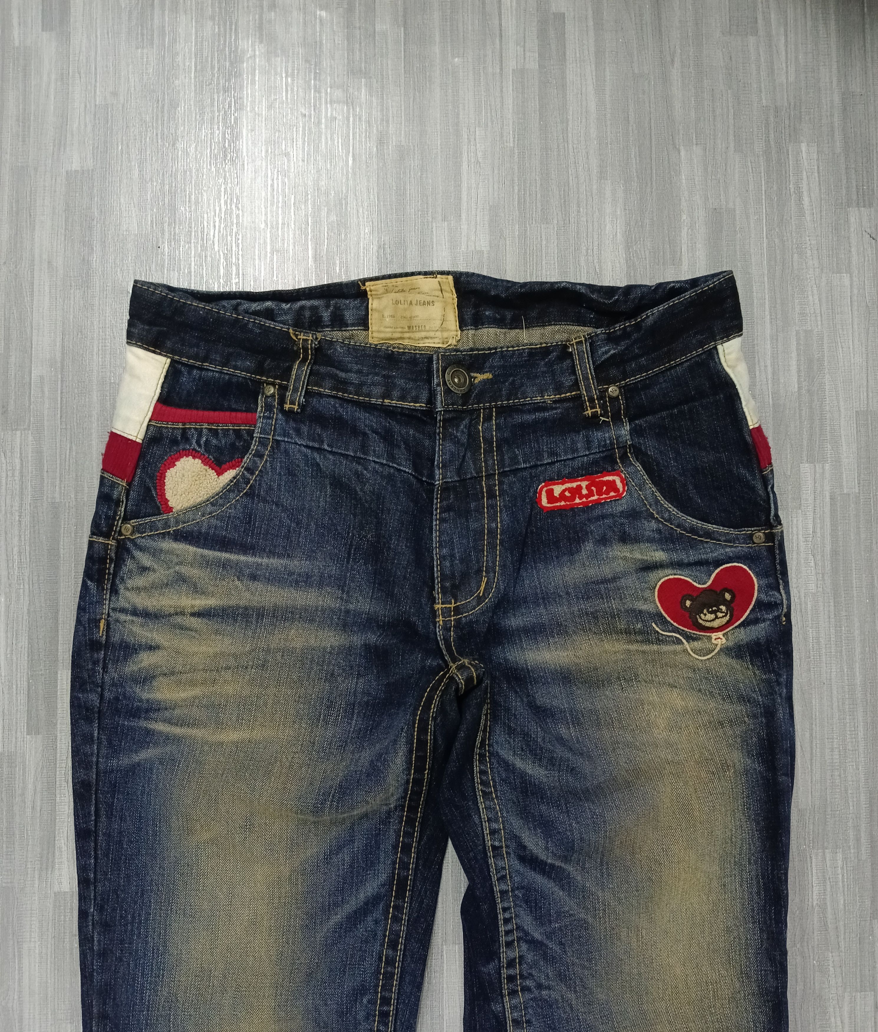 If Six Was Nine RUSTY SICK PACTHWORK LOVELY TEDDY BEAR DENIM PANTS Size US 33 - 4 Thumbnail