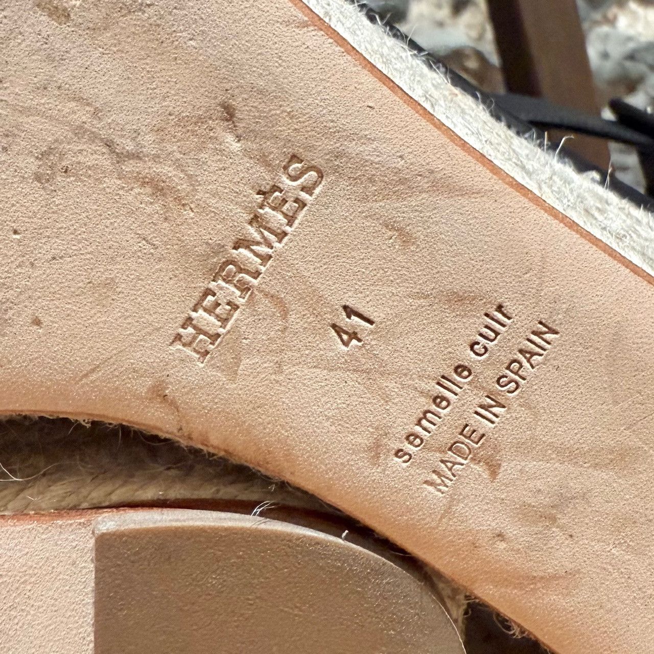 Hermes Hermès Black Leather Elda Wedges Espadrilles H Sandals Size US 11 / IT 41 - 8 Thumbnail