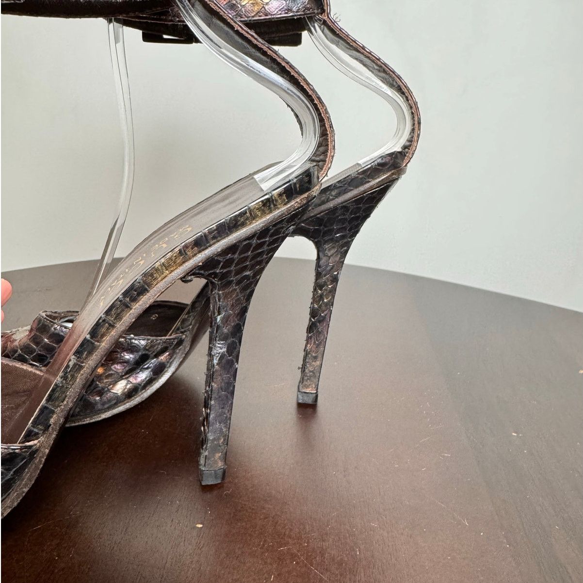 Gucci Gucci by Tom Ford Vintage Python Ankle Strap Heels Size US 7.5 / IT 37.5 - 6 Thumbnail