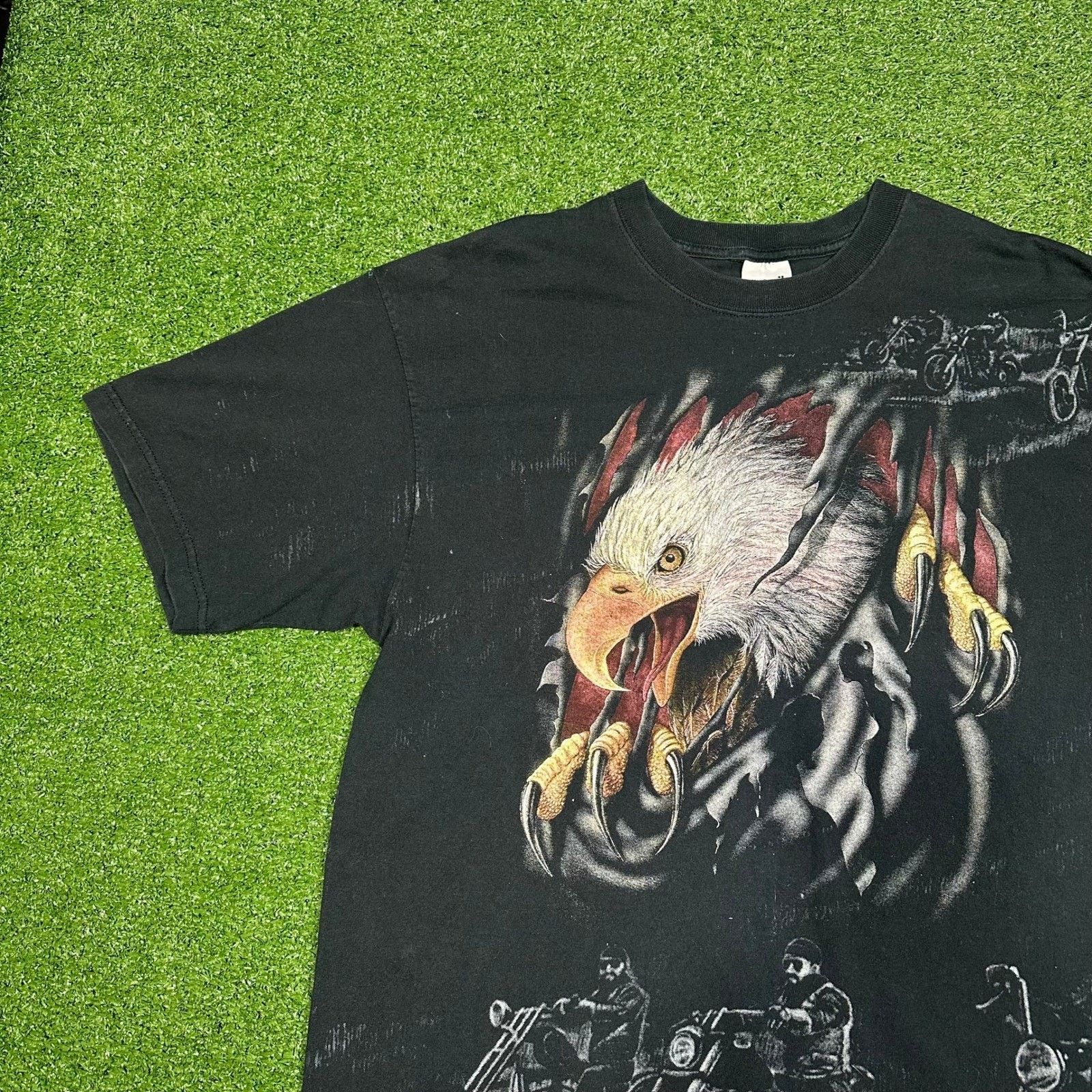 Anvil Vintage 90s Bald Eagle Break Biker AOP Men's XL Size US XL / EU 56 / 4 - 14 Thumbnail