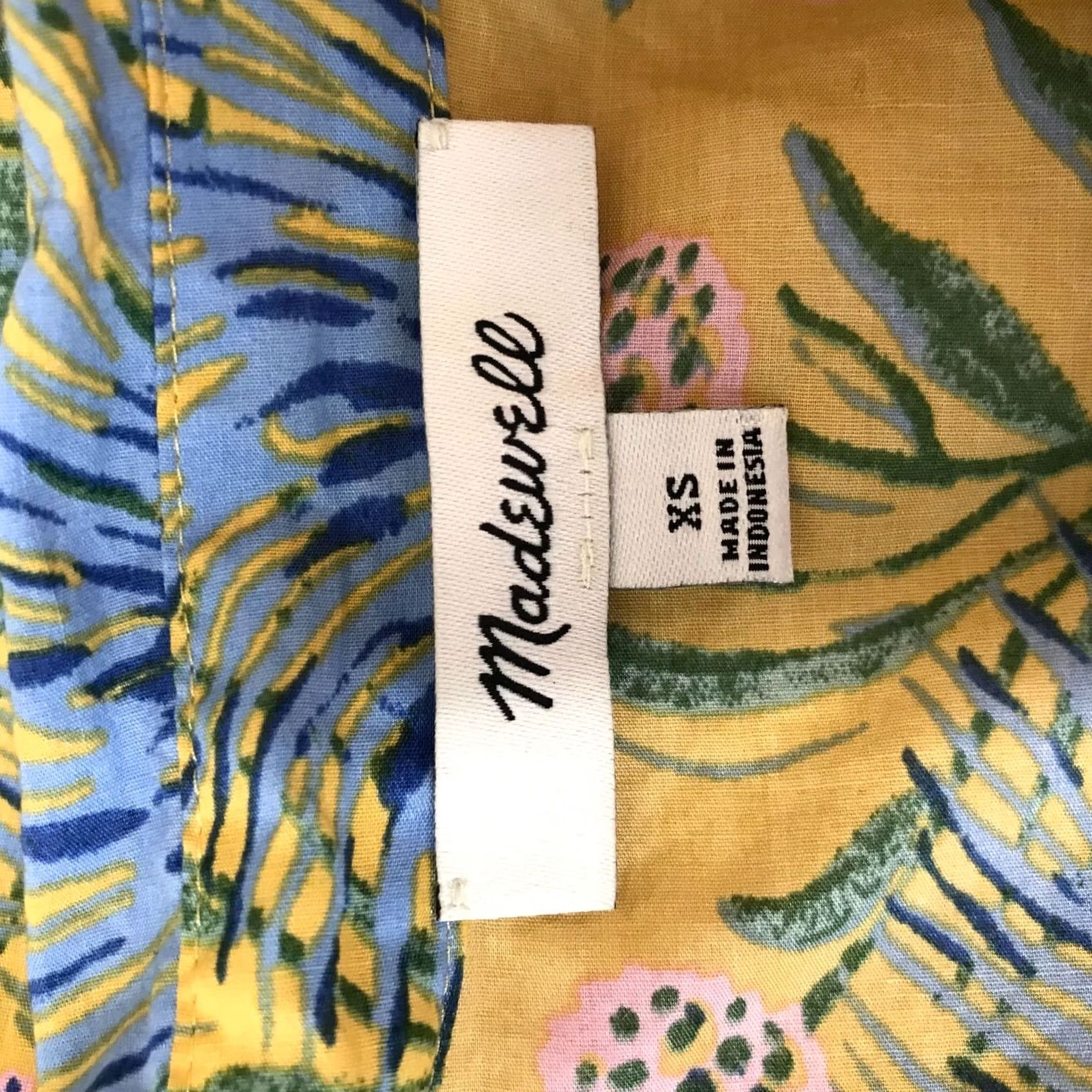 Madewell MADEWELL Women XS Yellow Floral Short Sleeve Collared Cotton Top Shirt Size XS / US 0-2 / IT 36-38 - 8 Thumbnail