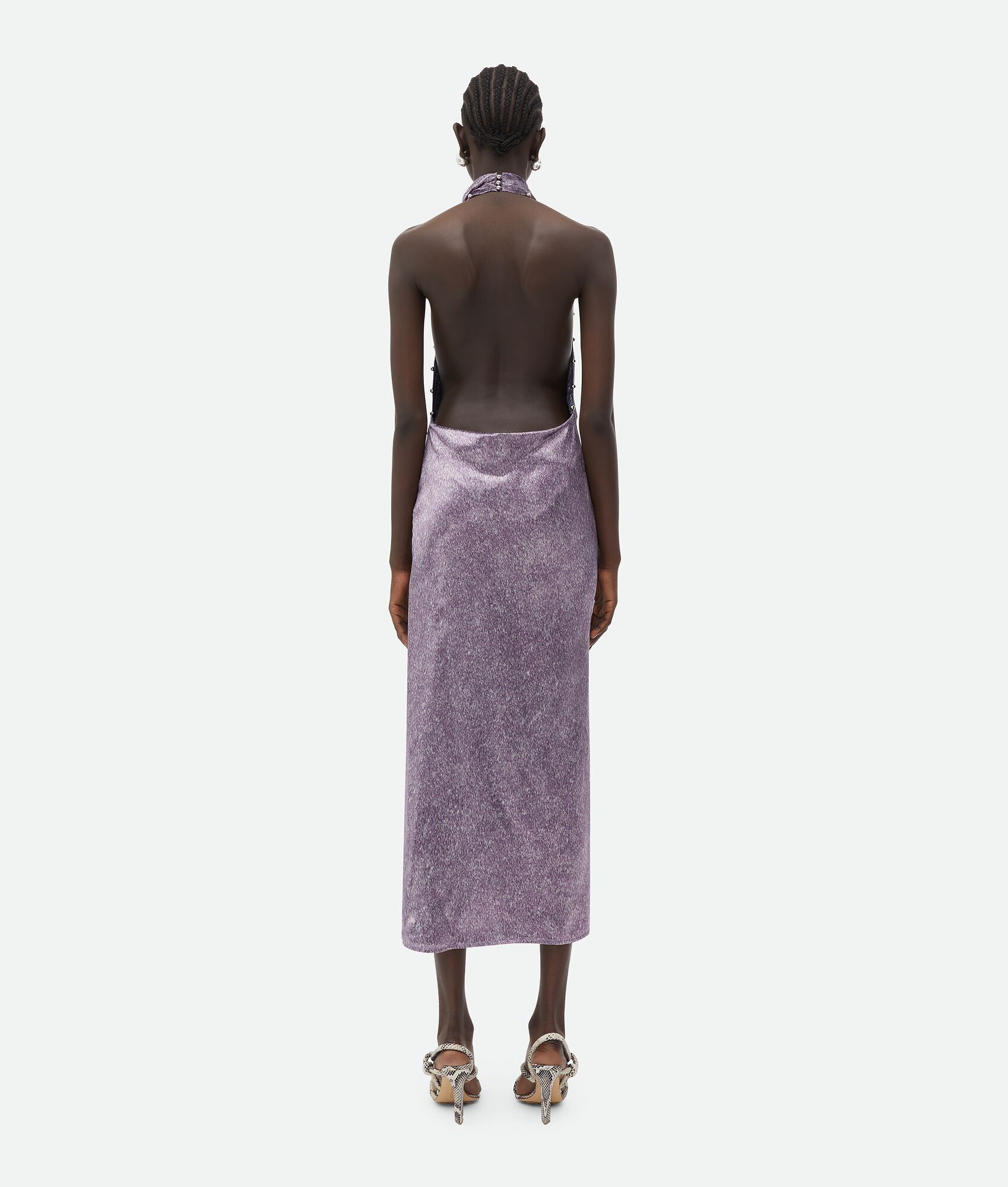 Bottega Veneta o1n1vont0325 Bicolour Printed Shine Cupro Dress Size XS / US 0-2 / IT 36-38 - 3 Thumbnail