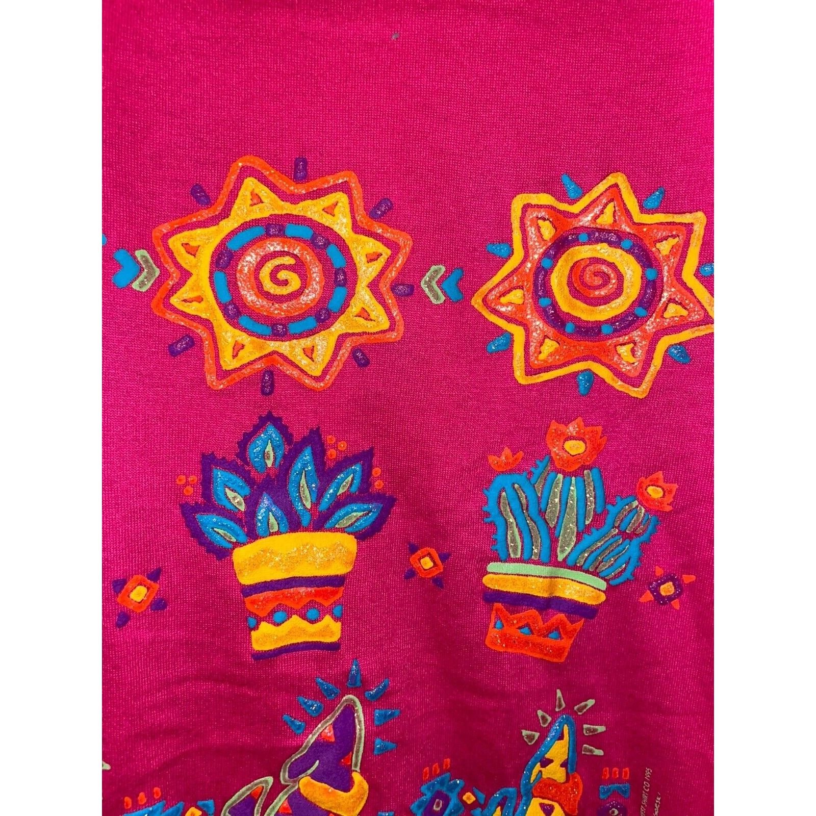 Jerzees Vintage New Mexico Shirt Wolf Coyote Native Art Tee Pink 90s Size US L / EU 52-54 / 3 - 4 Thumbnail