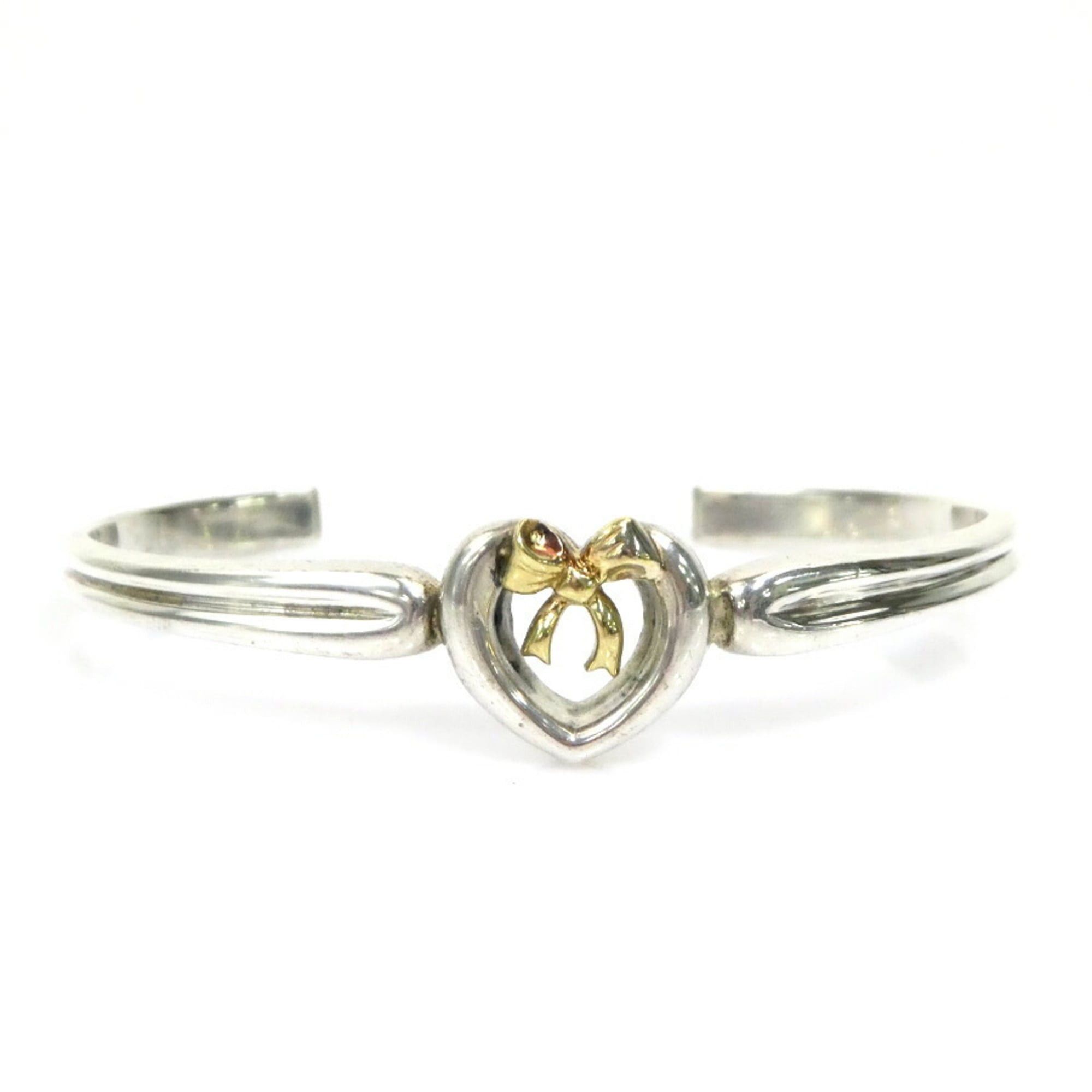 Tiffany & Co. Heart Ribbon Bangle 925 Sterling Silver/18K Silver and Gold Women's h31917a