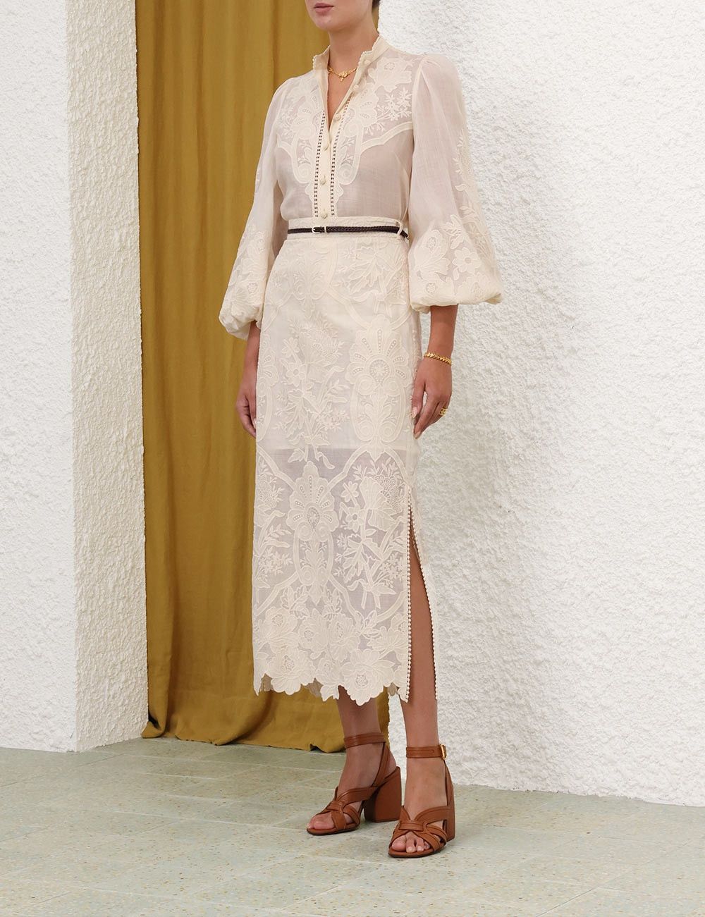Zimmermann oc11z0525 Ottie Embroidered Blouse in Cream Size M / US 6-8 / IT 42-44 - 3 Thumbnail