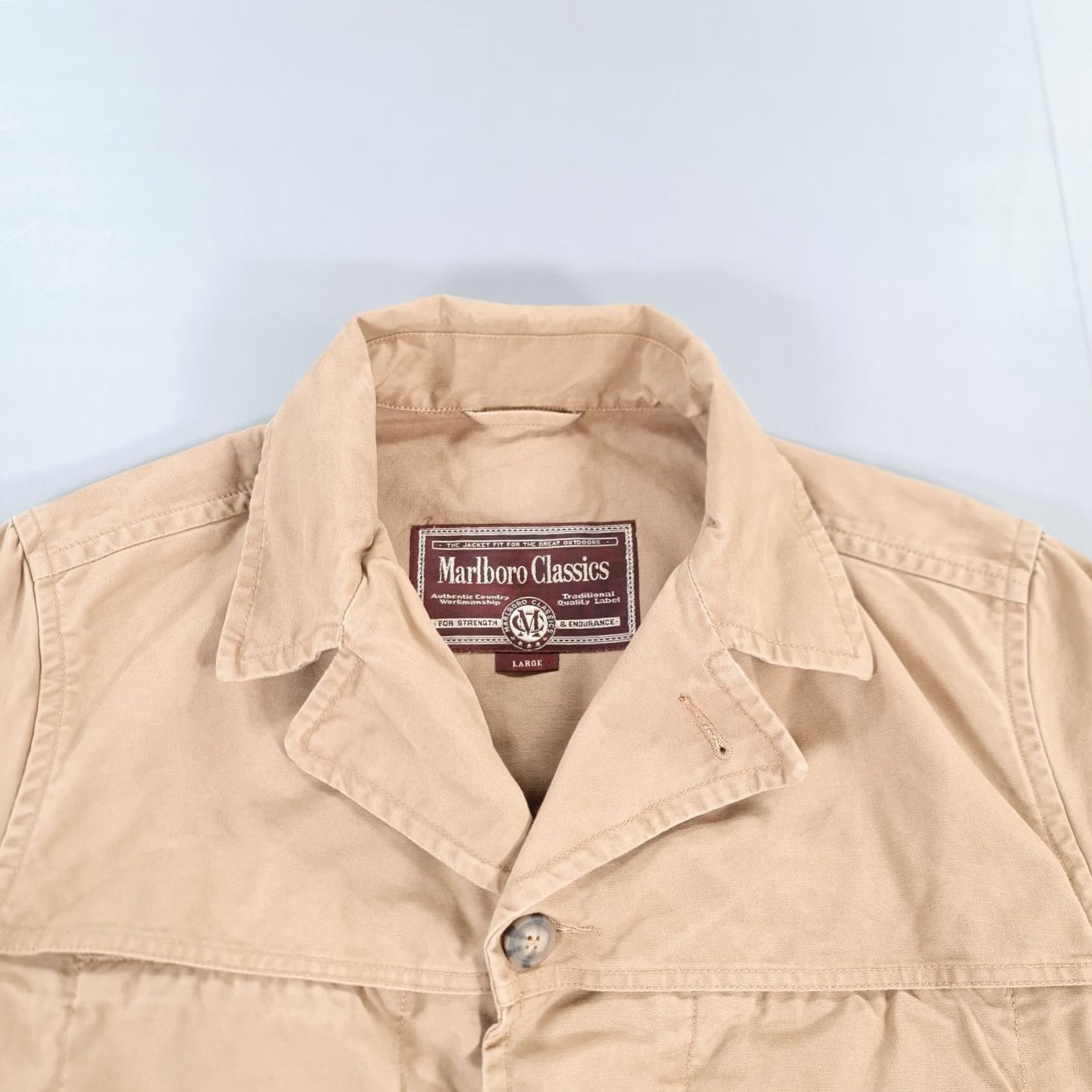 Marlboro VINTAGE Marlboro Classics Jacket Mens Beige Large Chore Field Utility Canvas Cotton Size US L / EU 52-54 / 3 - 2 Thumbnail