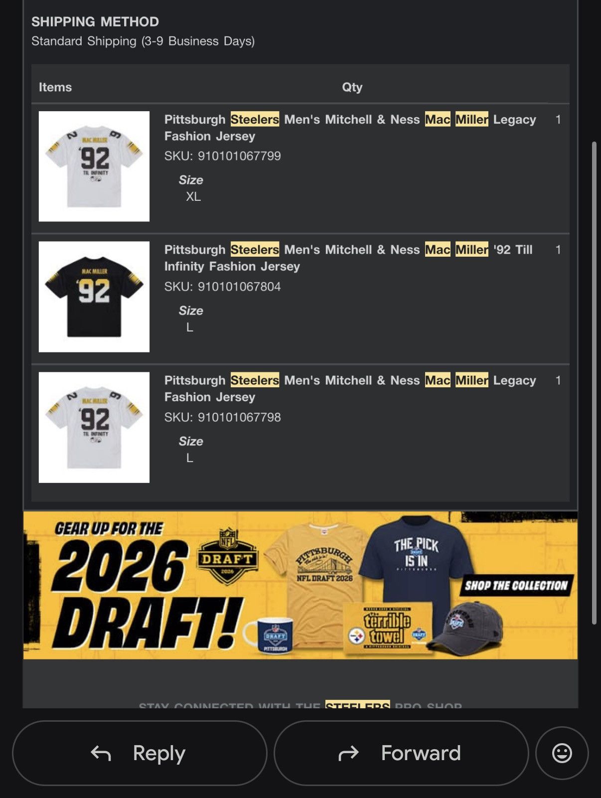 Mac Miller Mac Miller Steelers Blue Slide Park 92 till infinity Jersey Size US L / EU 52-54 / 3 - 6 Thumbnail