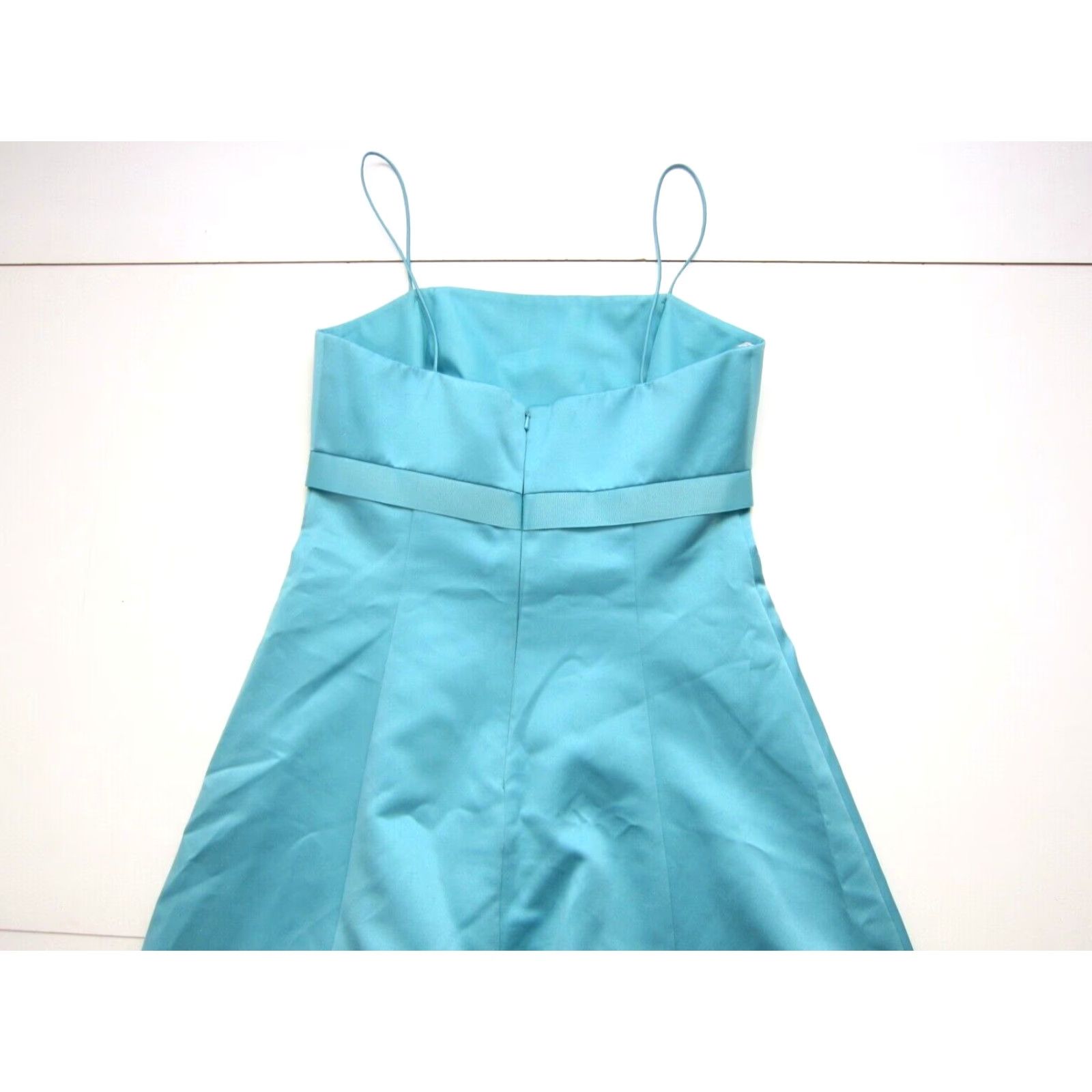 Vintage VINTAGE David's Bridal Teal Satin Bow Spaghetti Strap Prom Wedding Party Bride Dress 10 Size L / US 10 / IT 46 - 6 Thumbnail