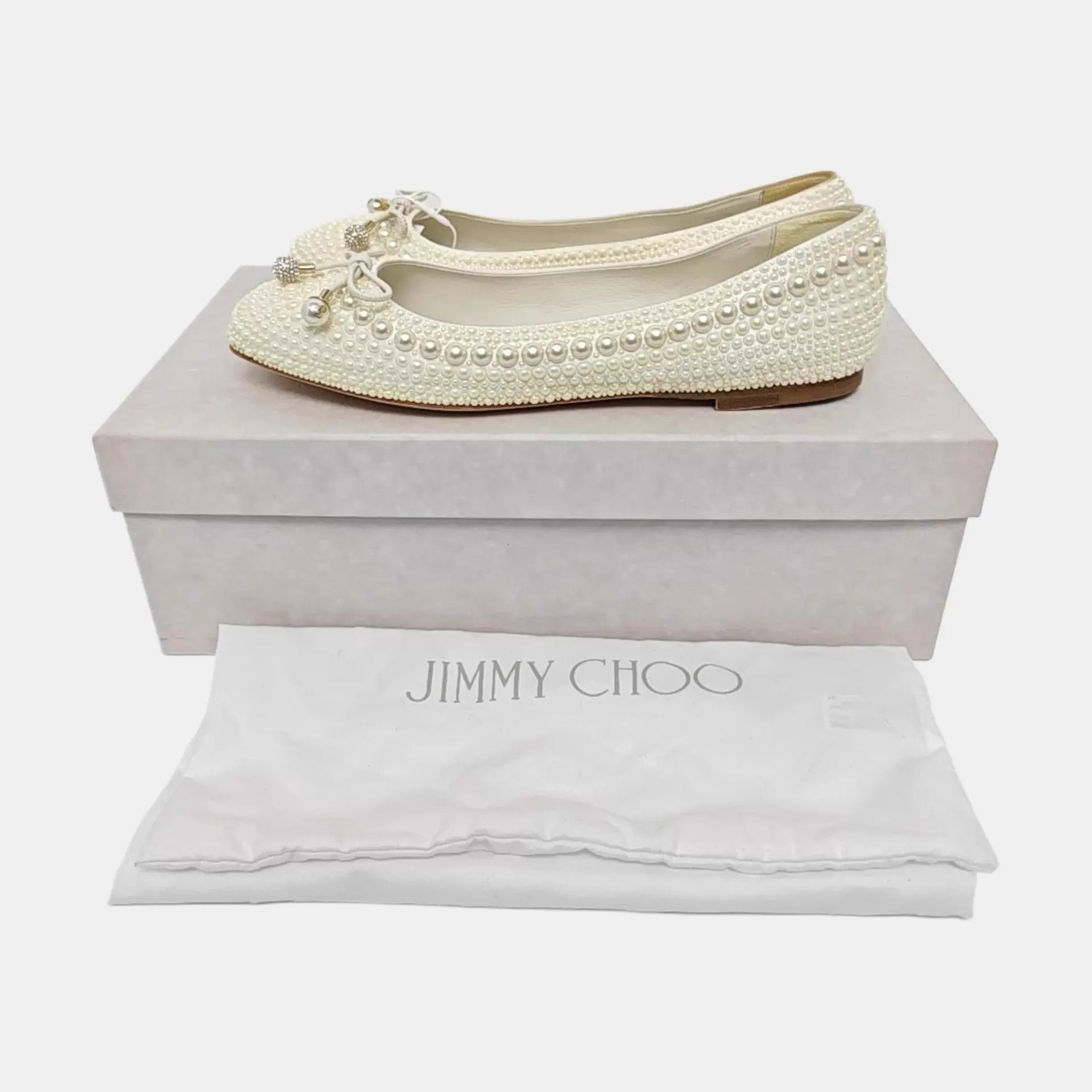 Jimmy Choo Jimmy Choo Square Toe Pearl Flat EU 36.5 Size US 6 / IT 36 - 6 Thumbnail