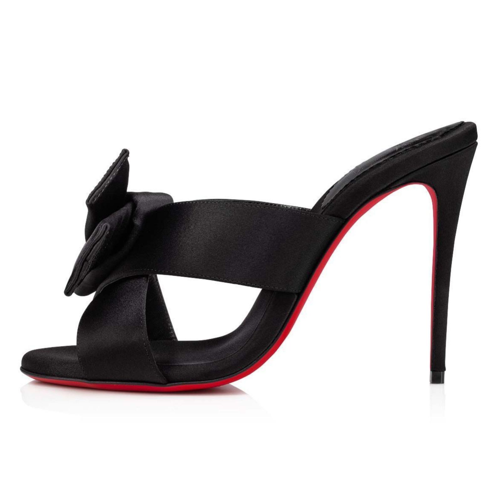 Christian Louboutin Matricia 100 Black Satin Bow Backless Sandal Heel Pump 36 Size US 6 / IT 36 - 3 Thumbnail