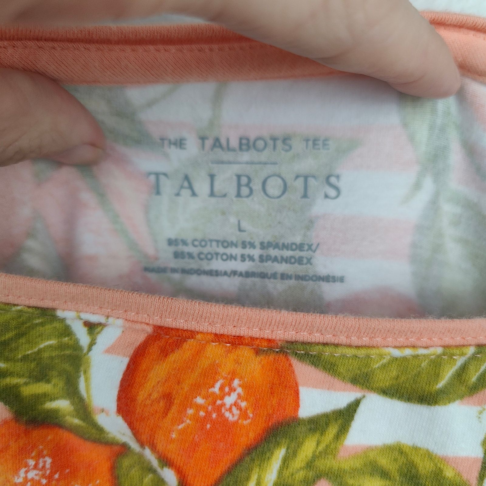 Other Talbots Tee Womens Large Orange Stripe Print 3/4 Sleeve Pima Size M / US 6-8 / IT 42-44 - 5 Thumbnail