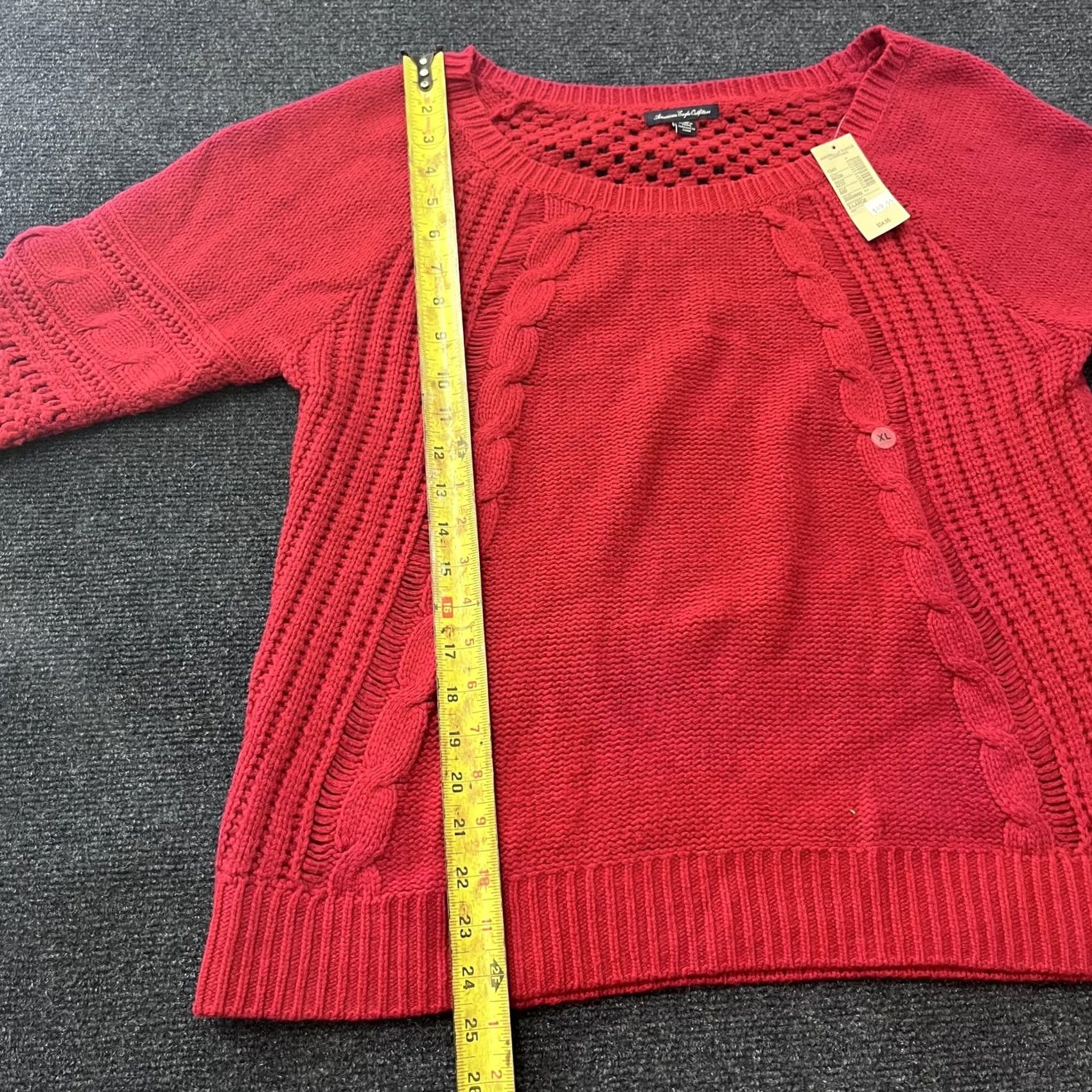 American Eagle Outfitters American Eagle Outfitters Sweater Womens XL Red Cable Knit Raglan Shirt Pullover Crew Neck Knit Crochet Open neckline Baggy毛 Size XL / US 12-14 / IT 48-50 - 6 Thumbnail