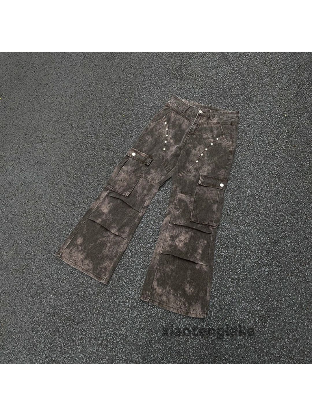 Designer × Japanese Brand × Vintage washed faded cleanfit yuppie tie dye flared cargo pants Size US 30 / EU 46 - 3 Thumbnail